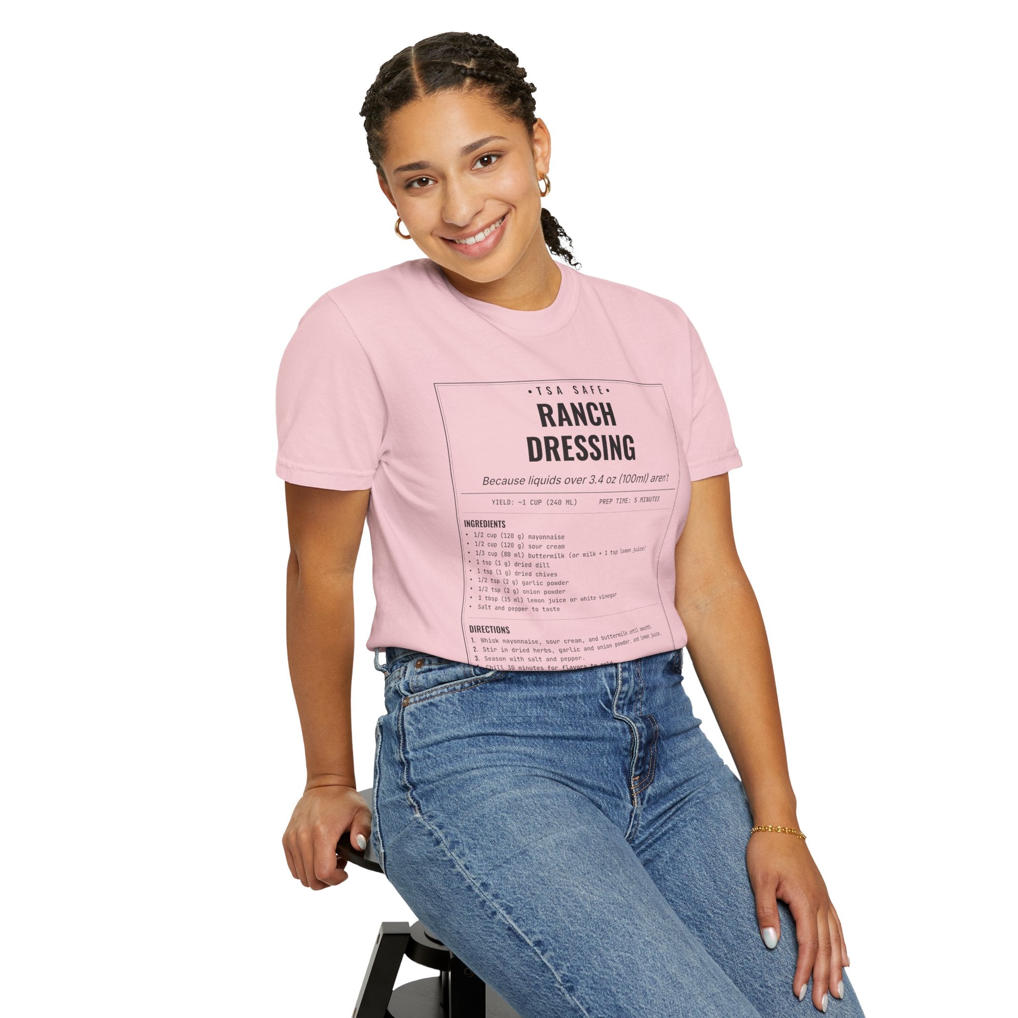 TSA-Safe Ranch Dressing | Vintage Recipe Card T-Shirt — Black Ink