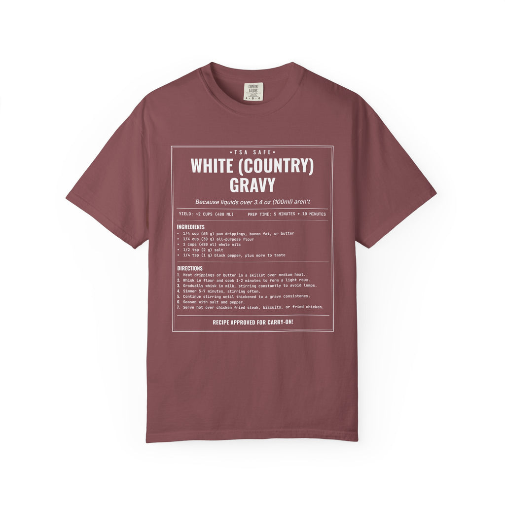 White Country Gravy | Vintage Recipe Card T-Shirt — White Ink