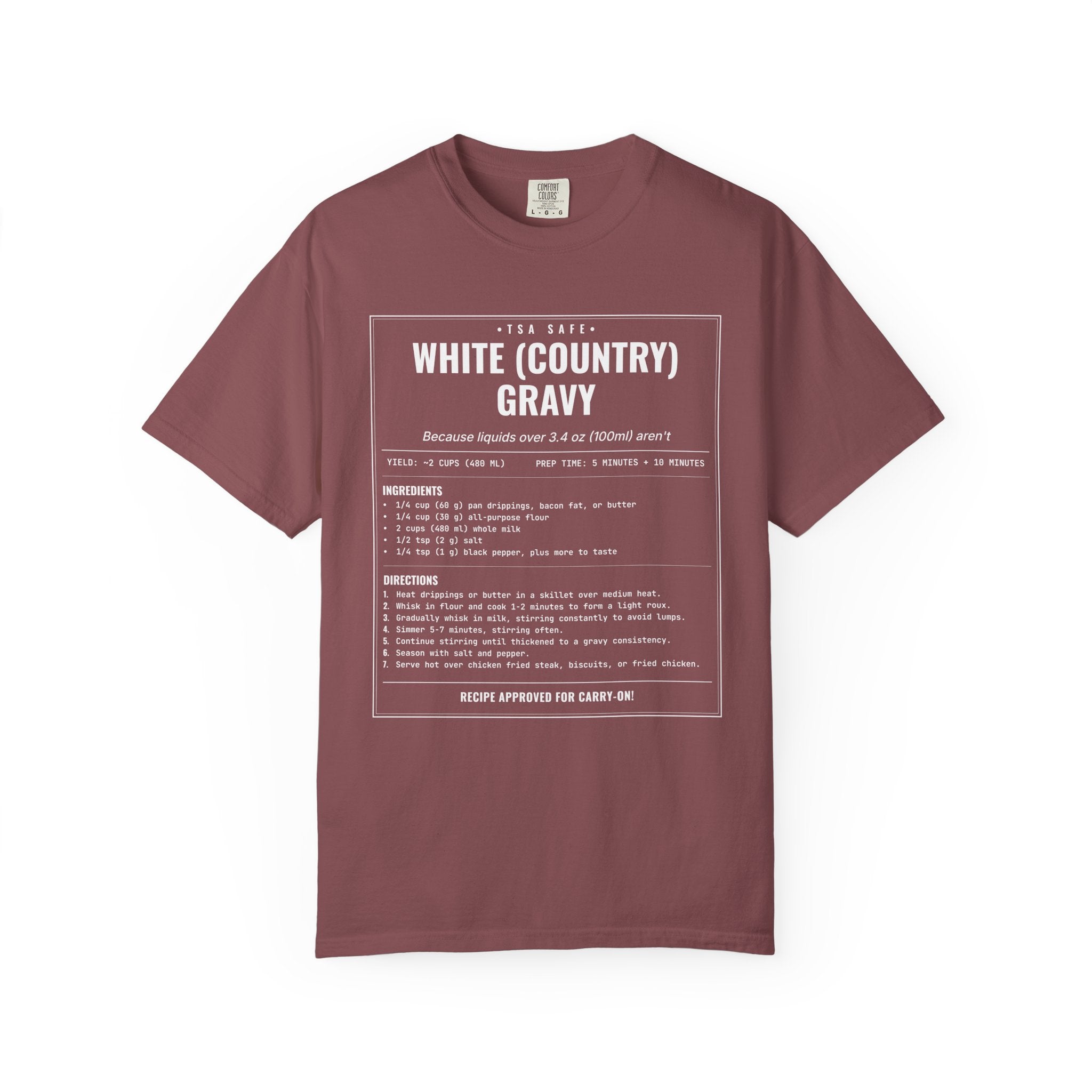 White Country Gravy | Vintage Recipe Card T-Shirt — White Ink