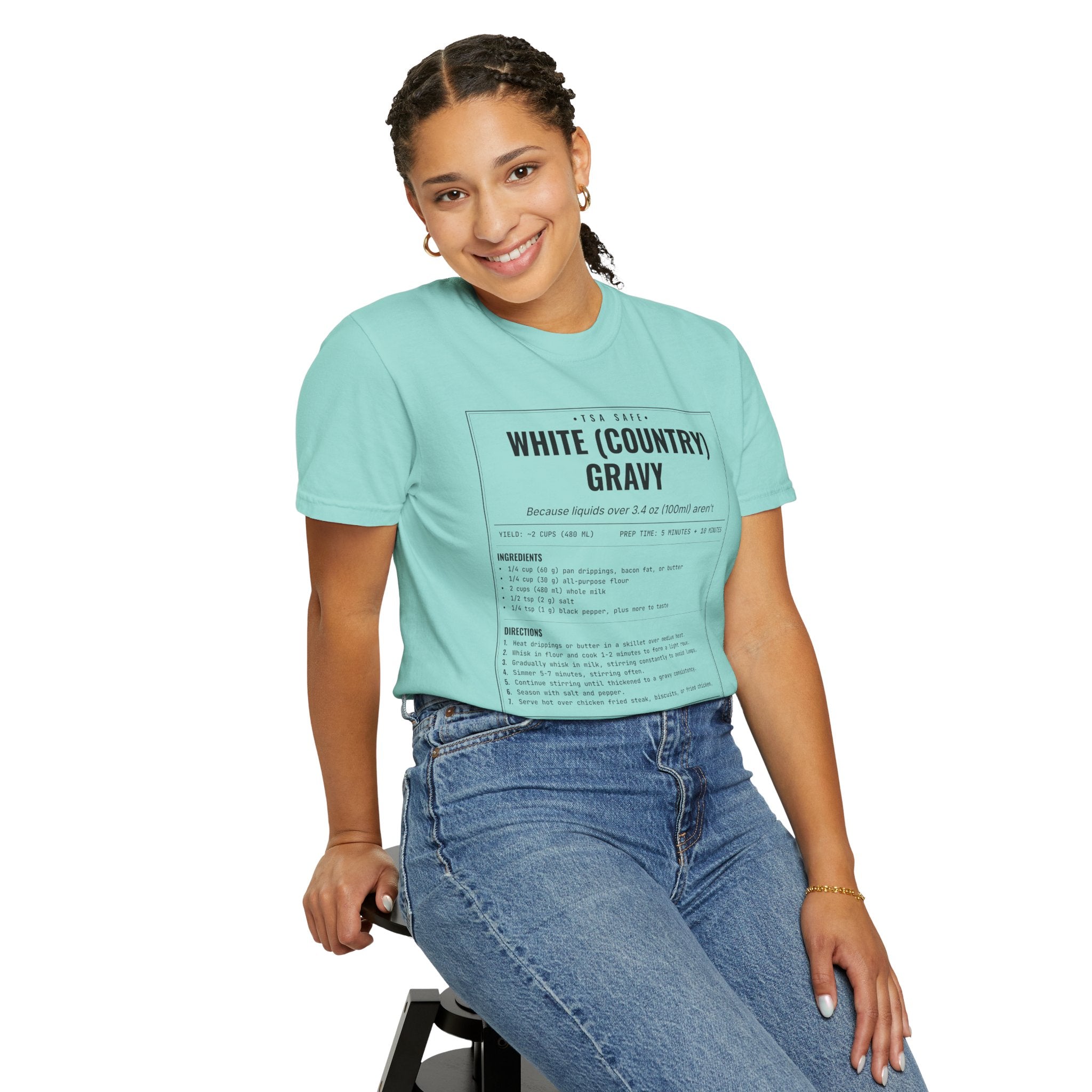 White Country Gravy | Vintage Recipe Card T-Shirt — Black Ink