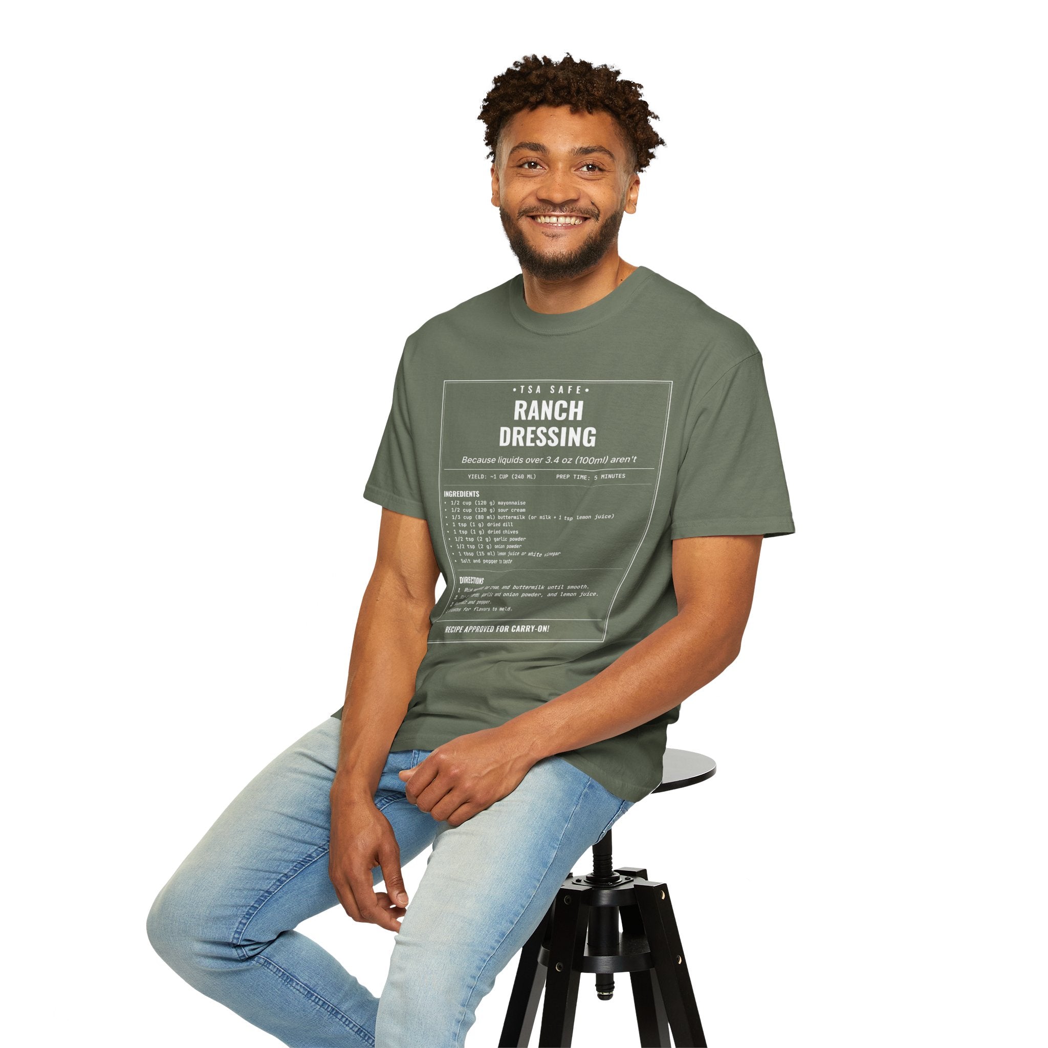 TSA-Safe Ranch Dressing | Vintage Recipe Card T-Shirt — White Ink