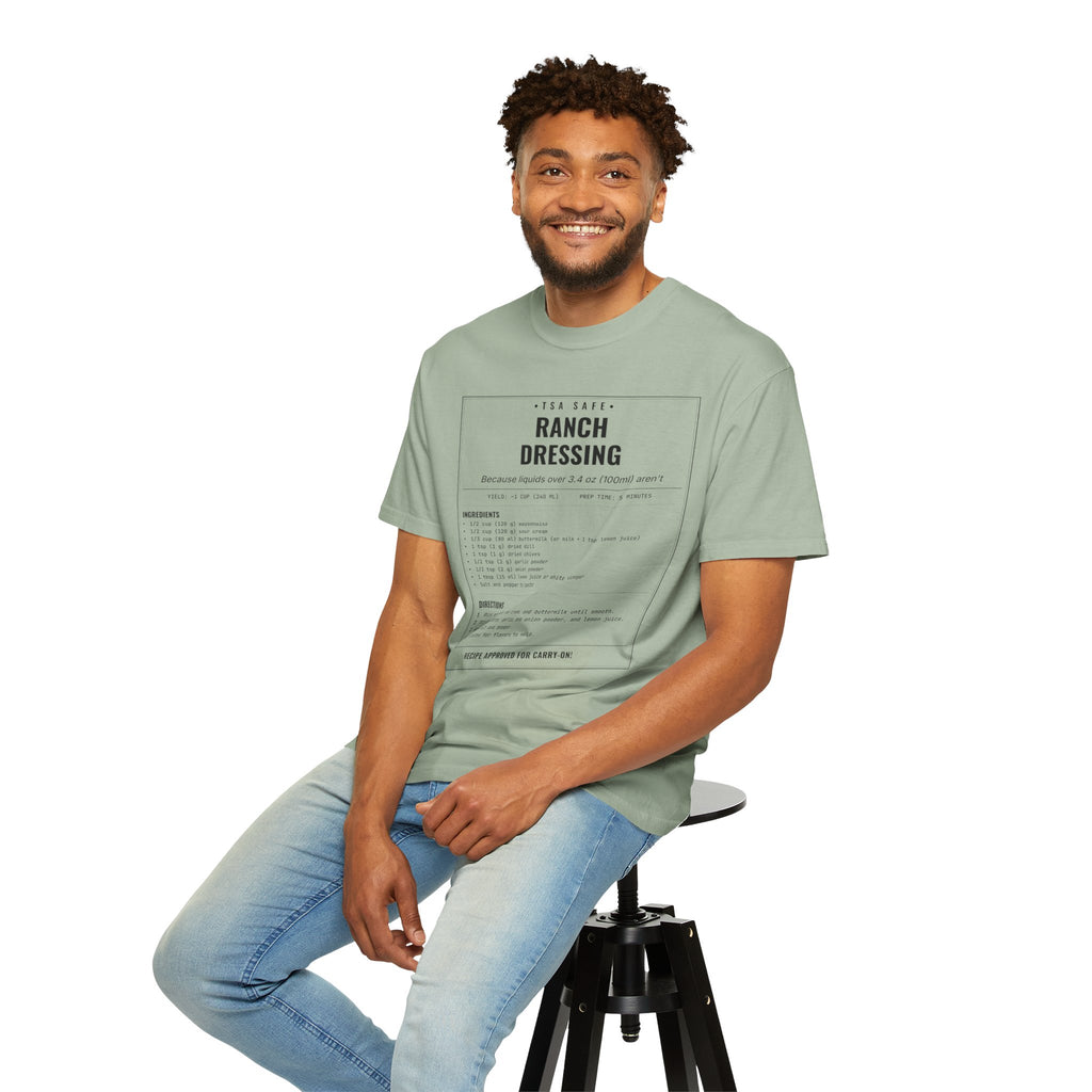 TSA-Safe Ranch Dressing | Vintage Recipe Card T-Shirt — Black Ink