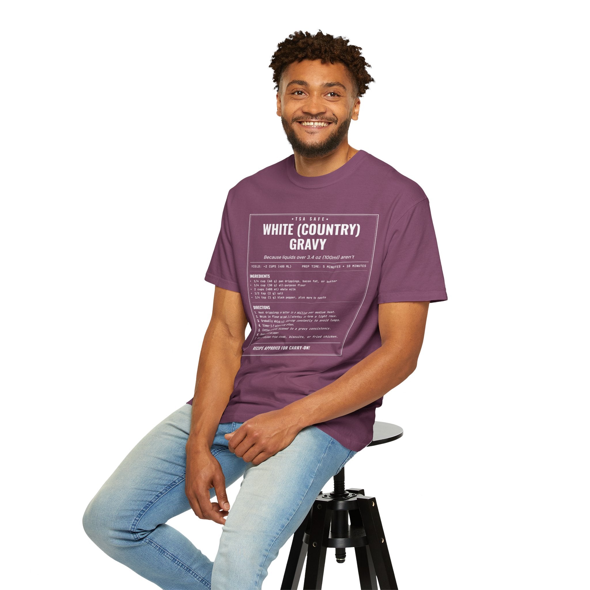 White Country Gravy | Vintage Recipe Card T-Shirt — White Ink