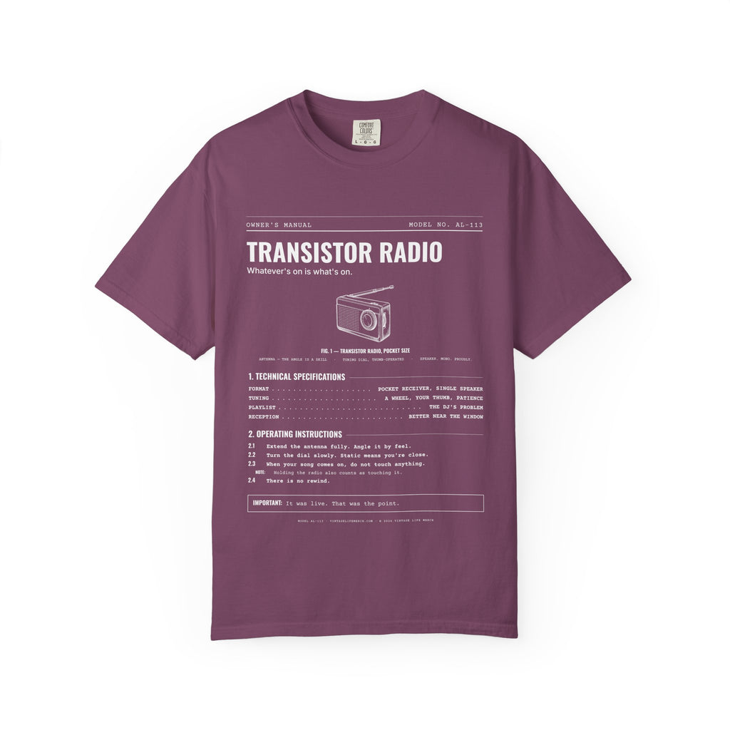 Transistor Radio Spec Sheet Shirt | Analog Life Vintage Tee