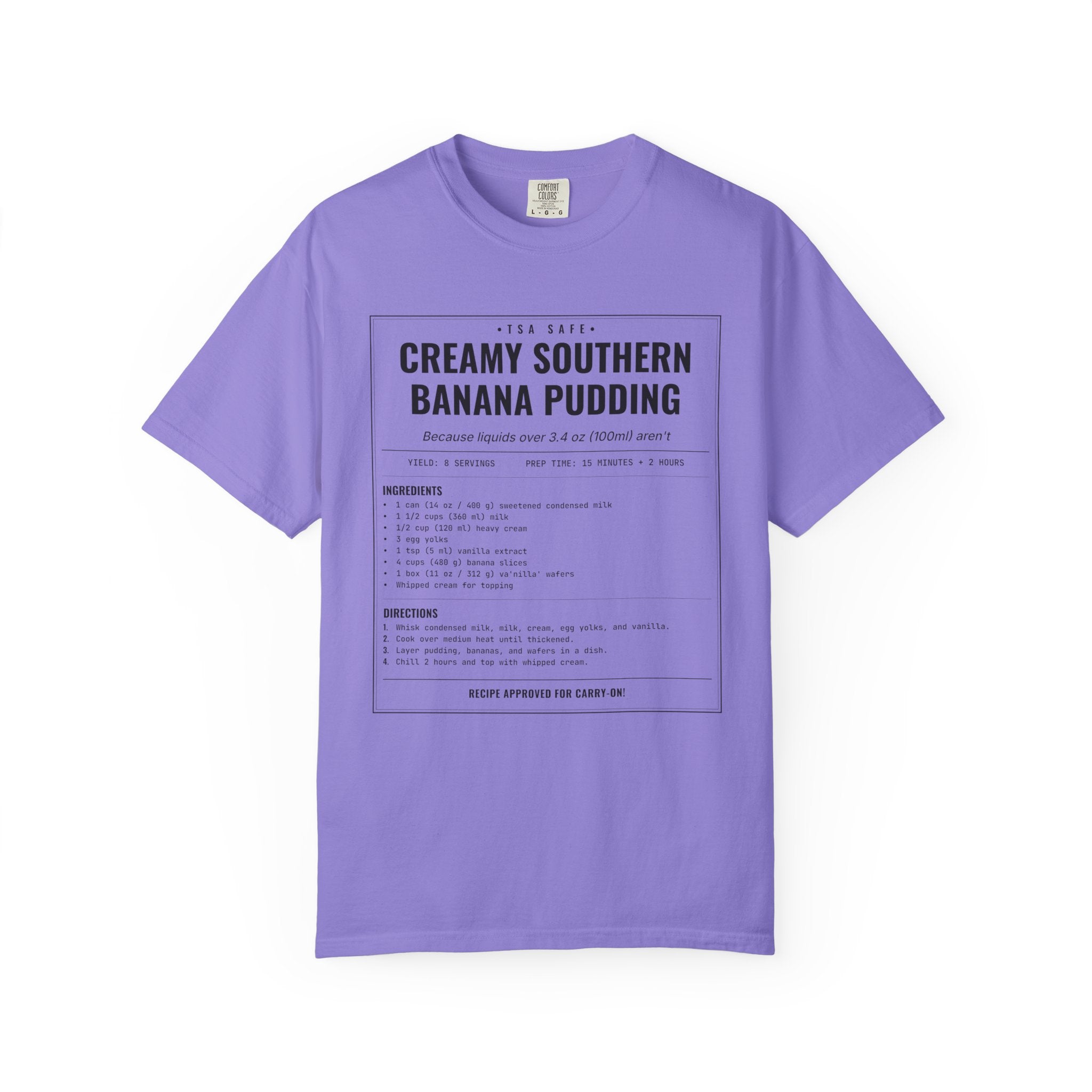 Creamy Southern Banana Pudding | Vintage Recipe Card T-Shirt — Black Ink
