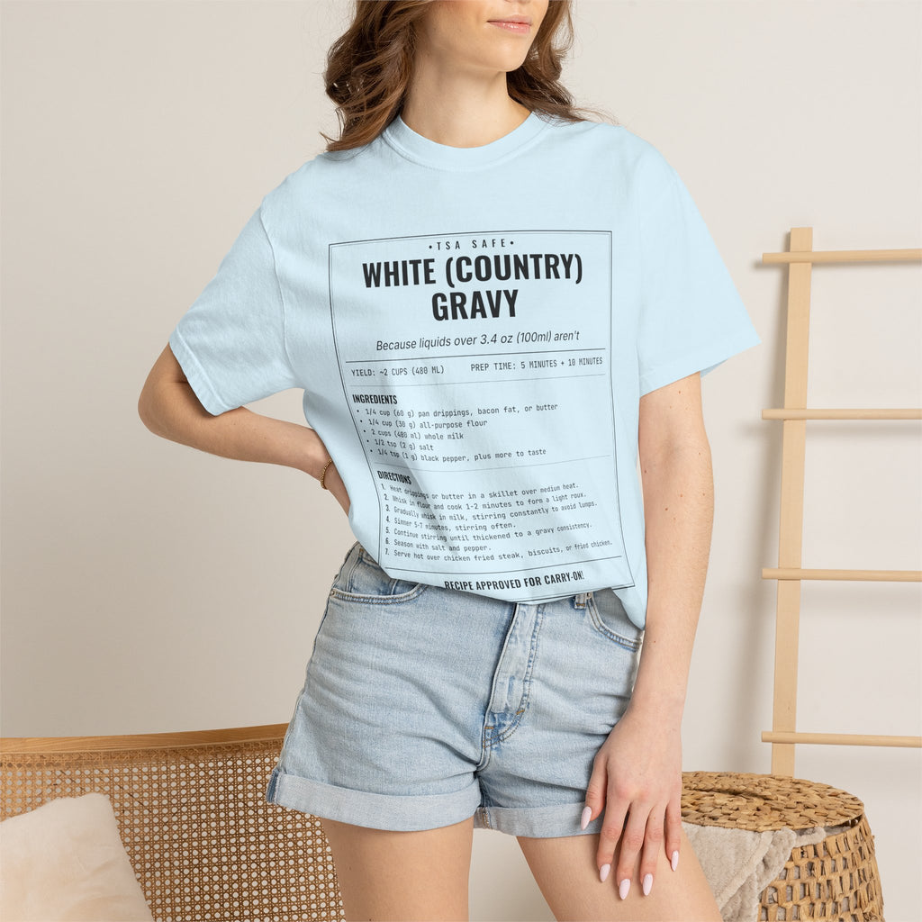 White Country Gravy | Vintage Recipe Card T-Shirt — Black Ink