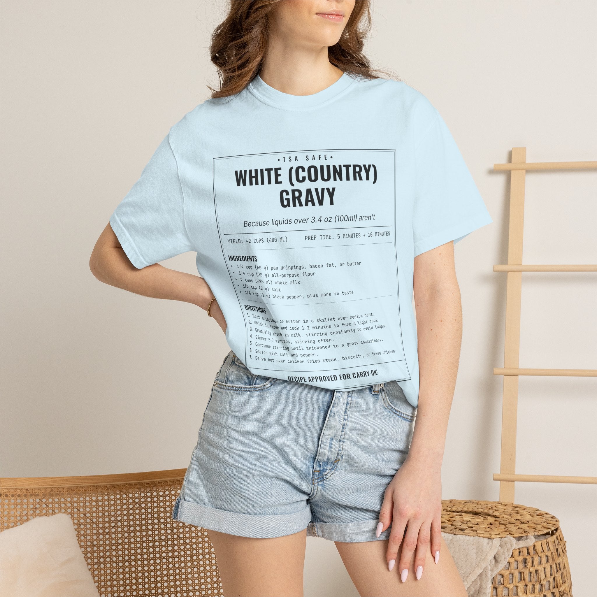 White Country Gravy | Vintage Recipe Card T-Shirt — Black Ink