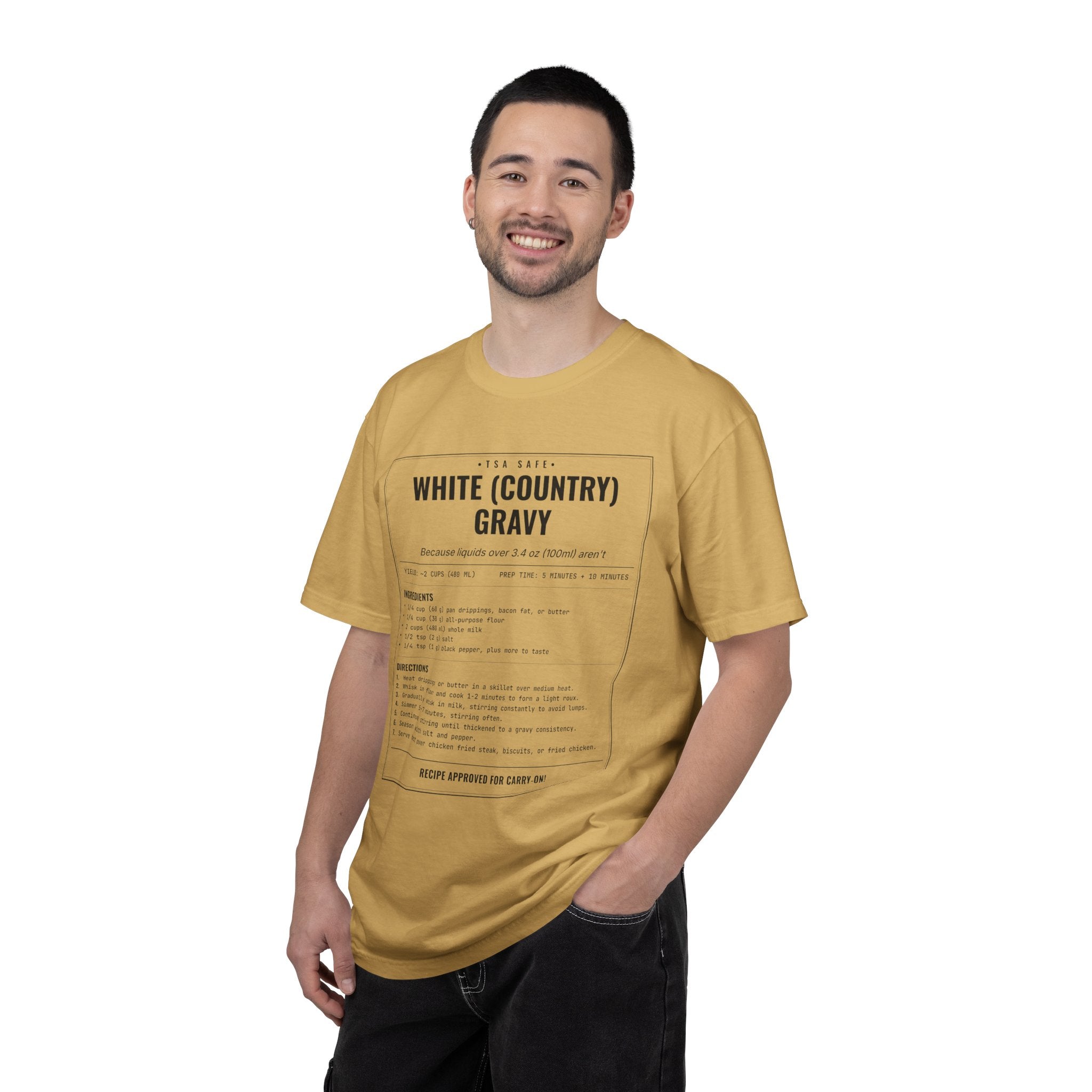 White Country Gravy | Vintage Recipe Card T-Shirt — Black Ink