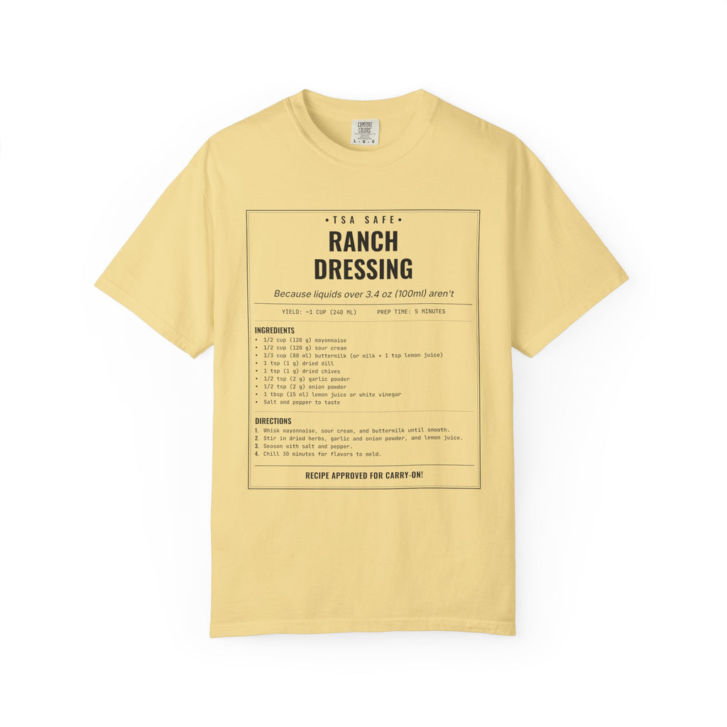TSA-Safe Ranch Dressing | Vintage Recipe Card T-Shirt — Black Ink