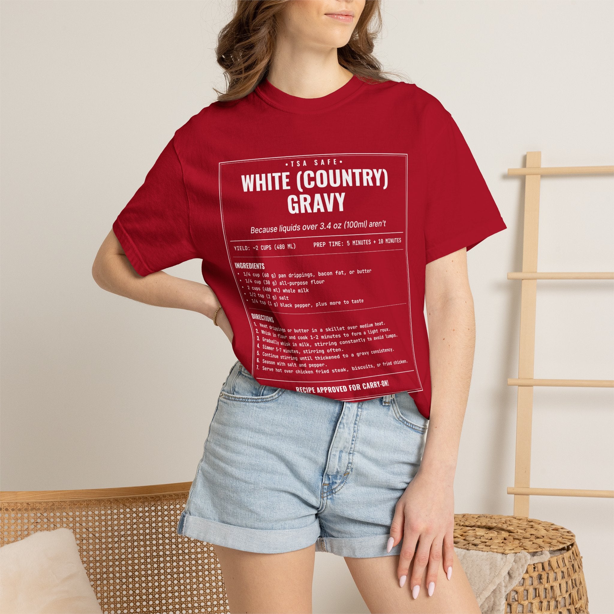 White Country Gravy | Vintage Recipe Card T-Shirt — White Ink