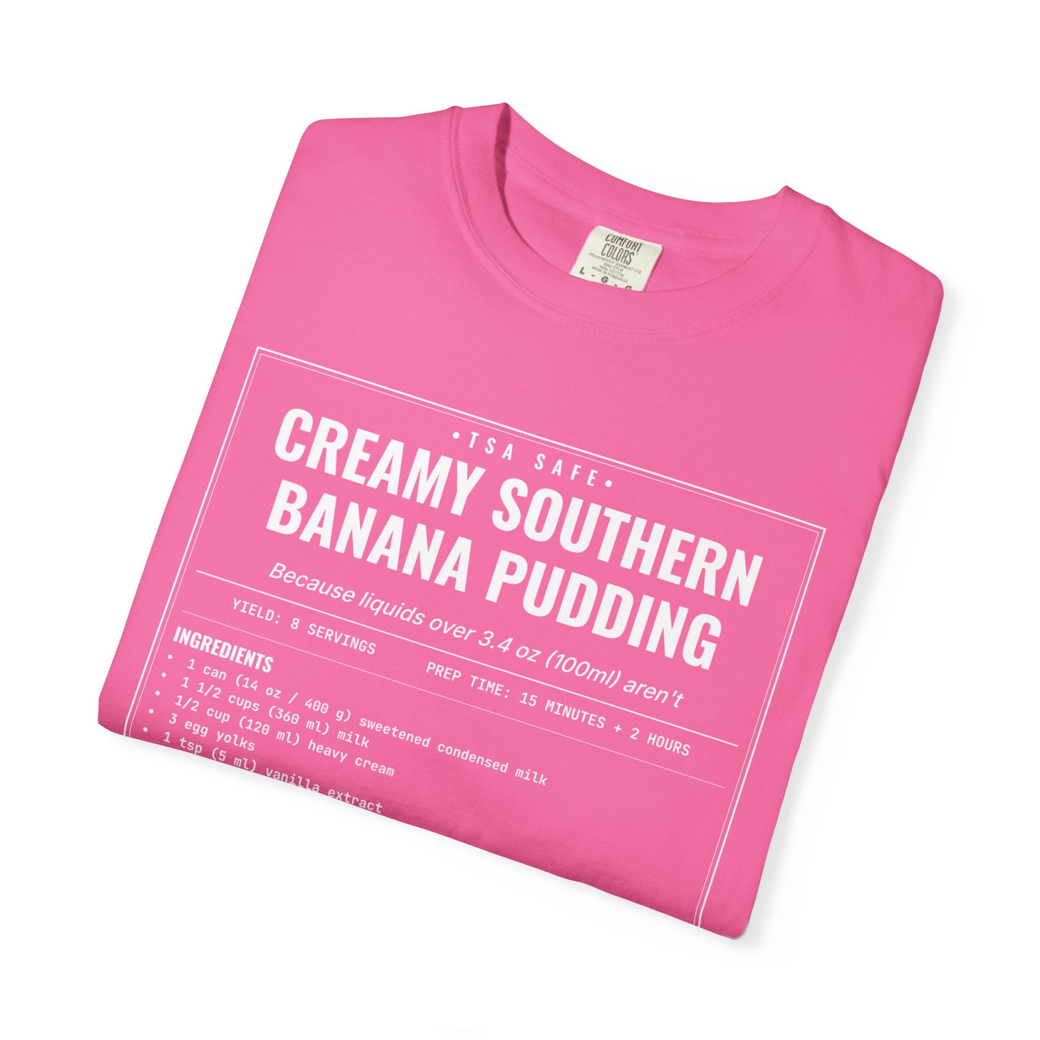 Creamy Southern Banana Pudding | Vintage Recipe Card T-Shirt — White Ink