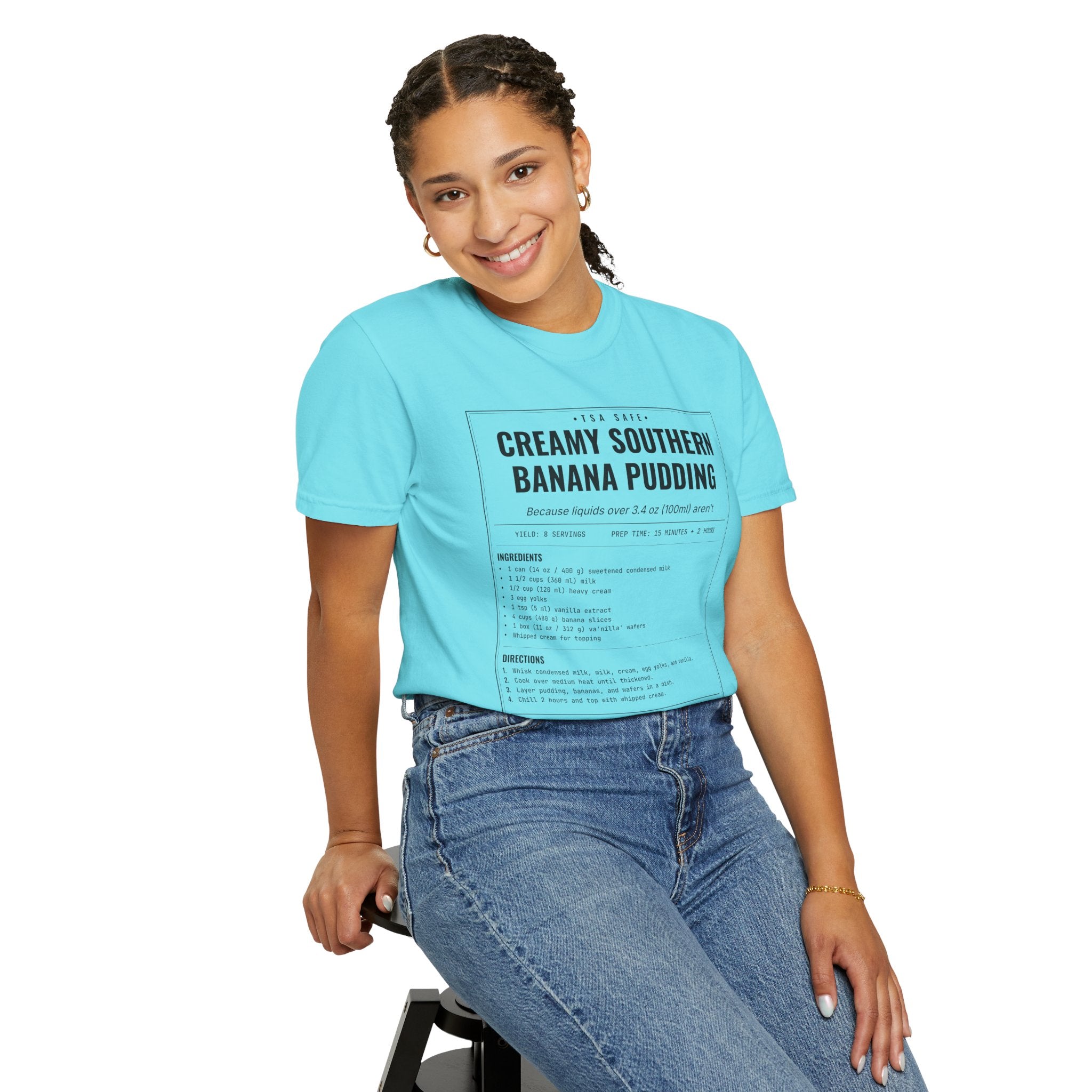 Creamy Southern Banana Pudding | Vintage Recipe Card T-Shirt — Black Ink