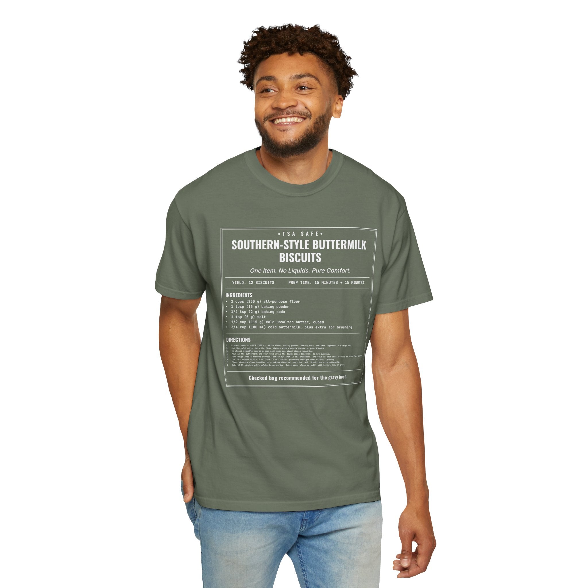 Southern Style Buttermilk Biscuits | Vintage Recipe Card T-Shirt — White Ink