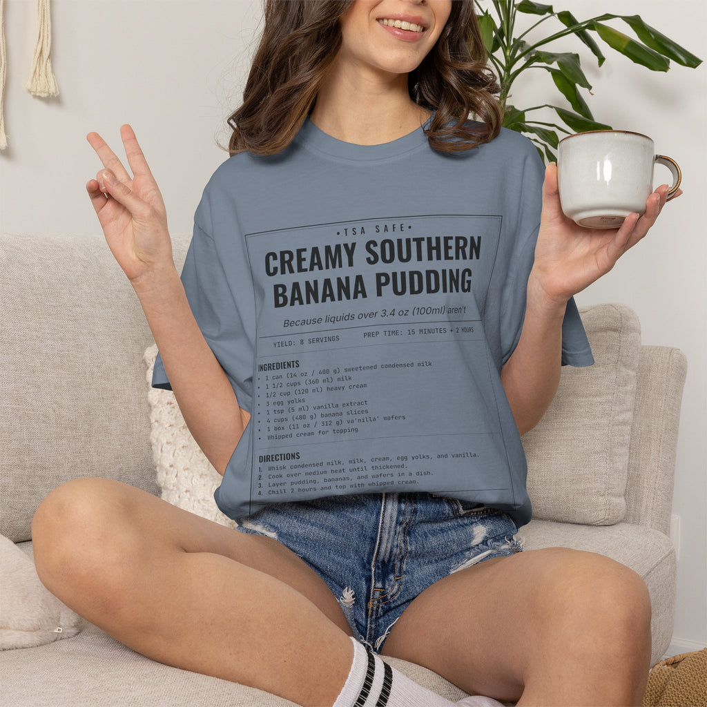Creamy Southern Banana Pudding | Vintage Recipe Card T-Shirt — Black Ink