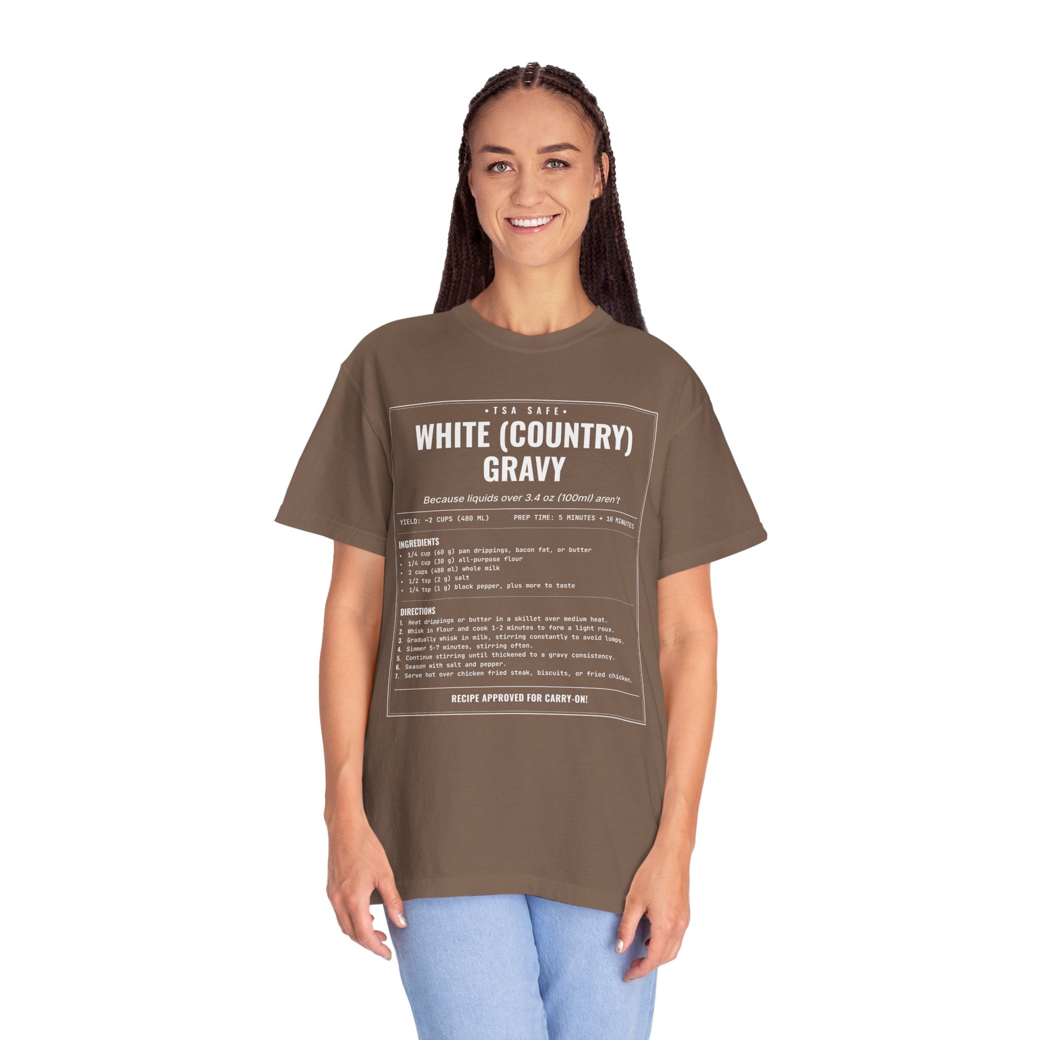 White Country Gravy | Vintage Recipe Card T-Shirt — White Ink