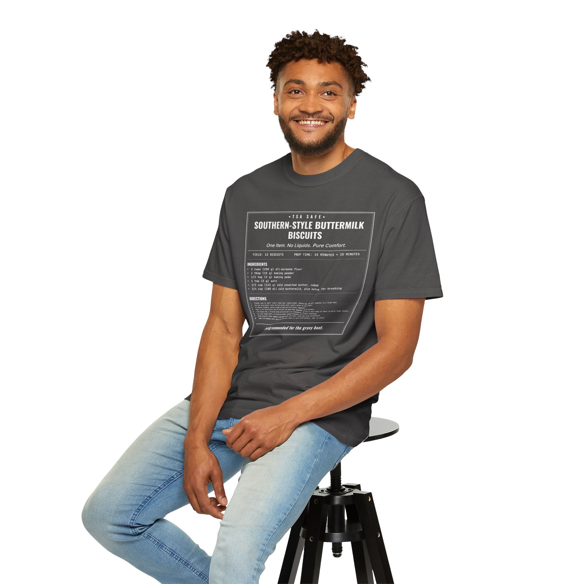 Southern Style Buttermilk Biscuits | Vintage Recipe Card T-Shirt — White Ink
