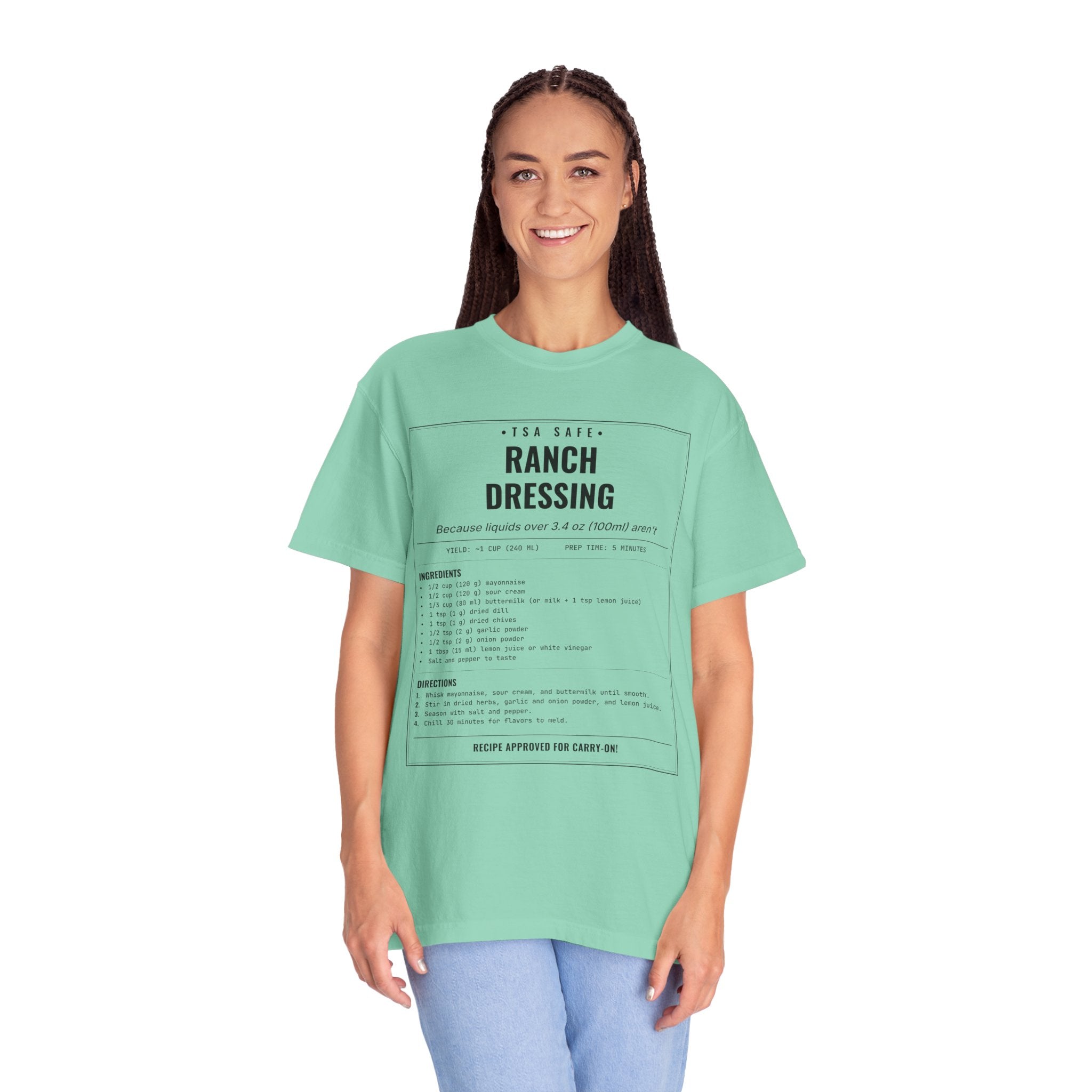 TSA-Safe Ranch Dressing | Vintage Recipe Card T-Shirt — Black Ink
