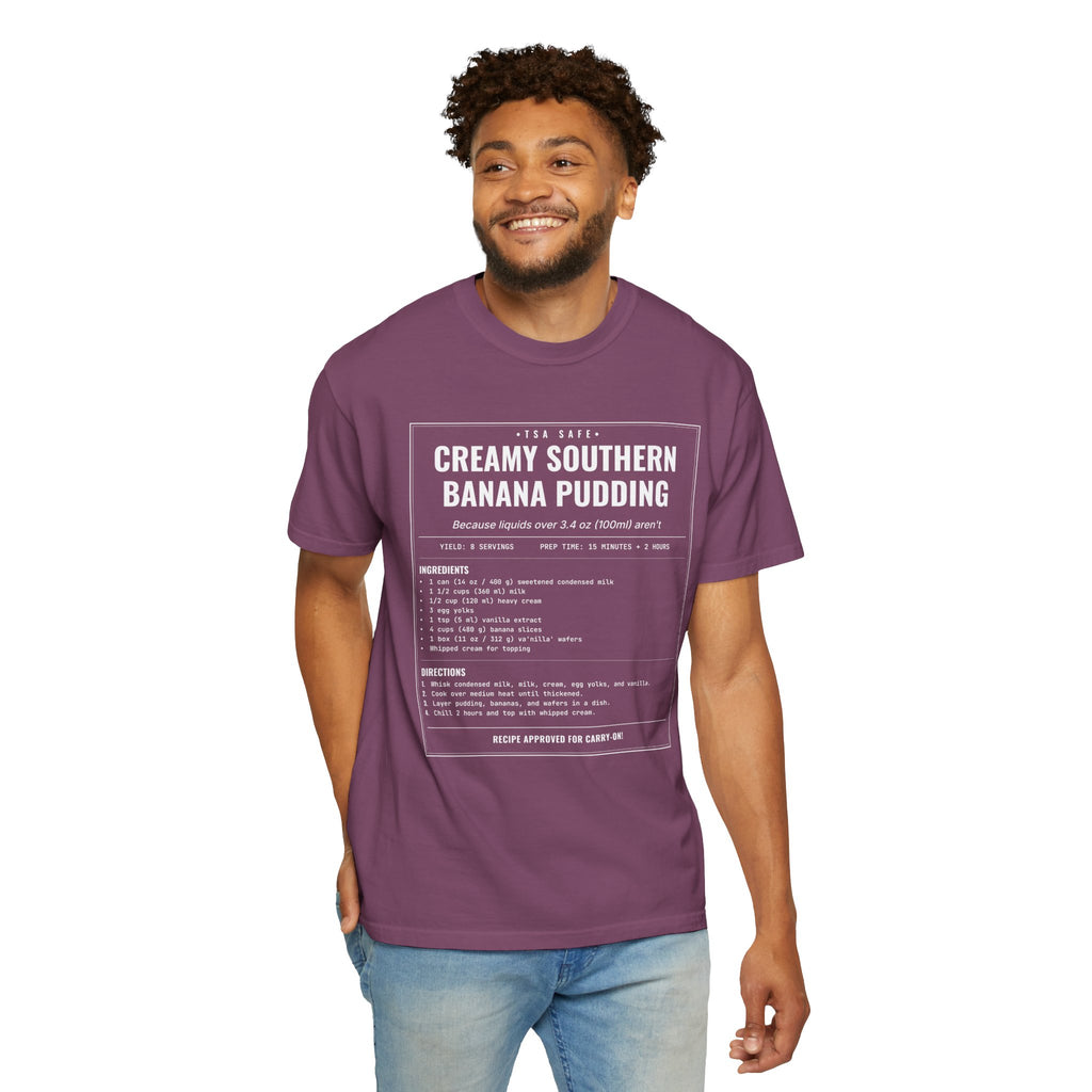 Creamy Southern Banana Pudding | Vintage Recipe Card T-Shirt — White Ink