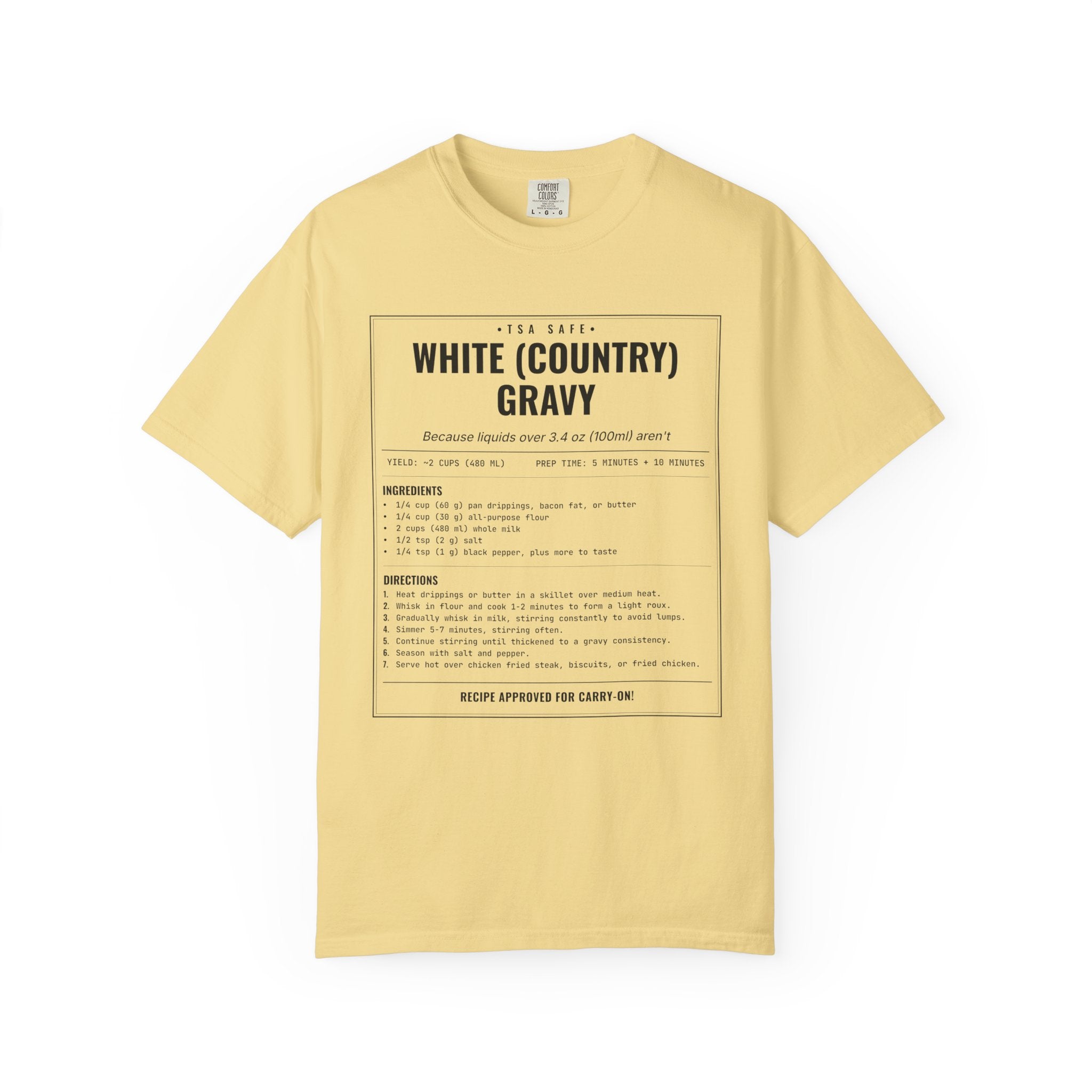 White Country Gravy | Vintage Recipe Card T-Shirt — Black Ink