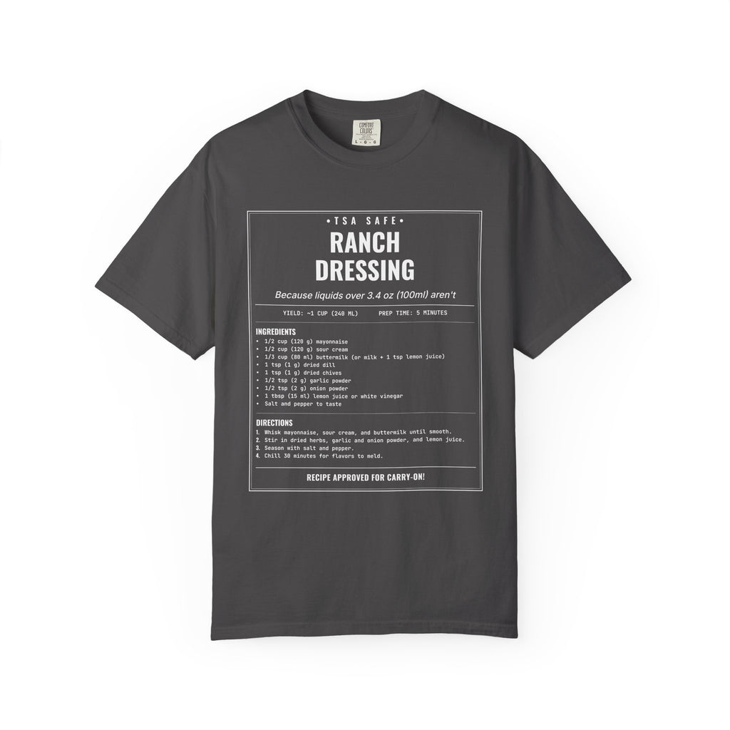 TSA-Safe Ranch Dressing | Vintage Recipe Card T-Shirt — White Ink