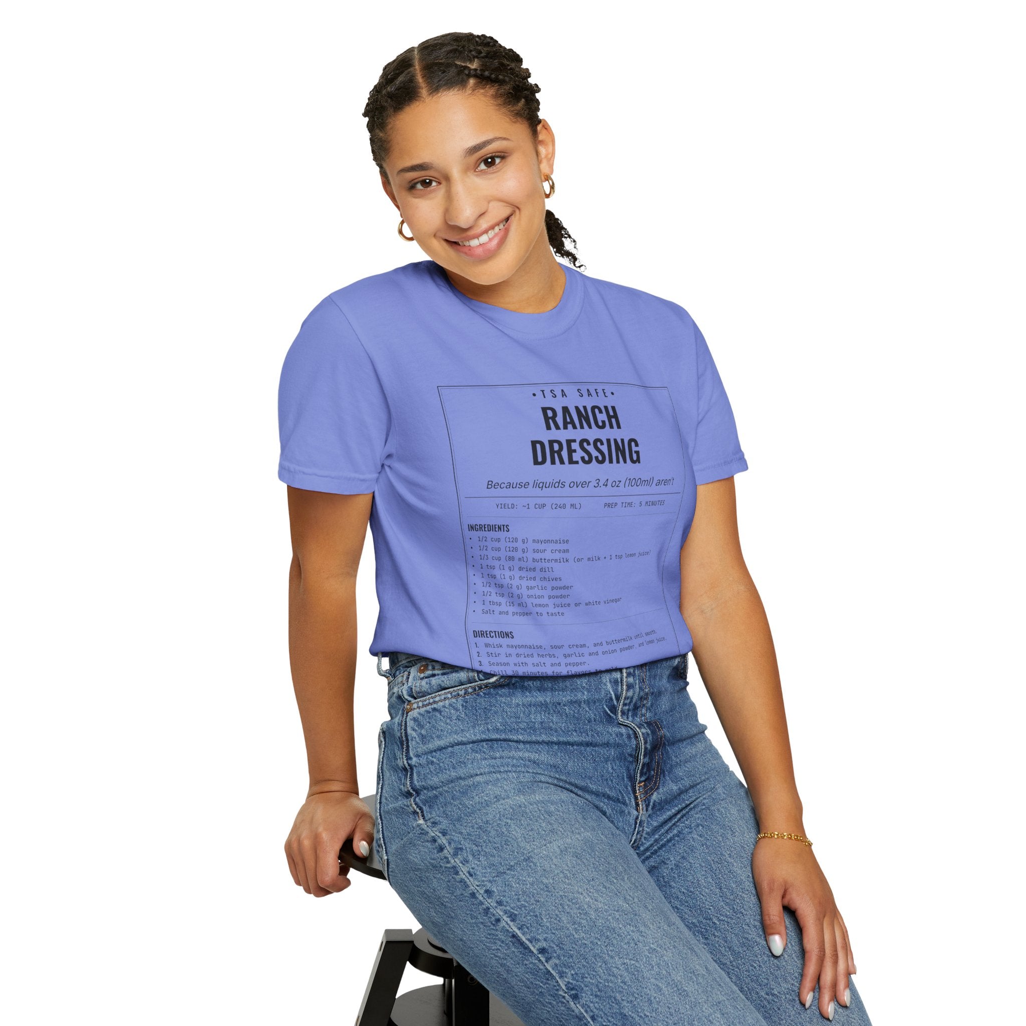 TSA-Safe Ranch Dressing | Vintage Recipe Card T-Shirt — Black Ink