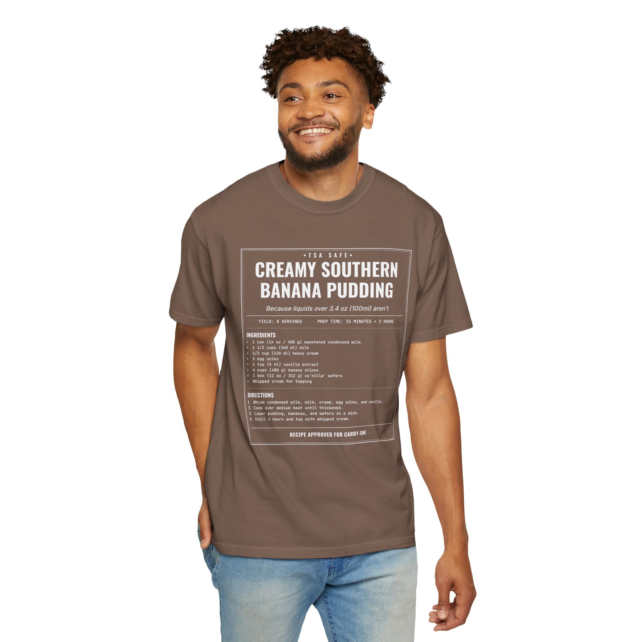 Creamy Southern Banana Pudding | Vintage Recipe Card T-Shirt — White Ink