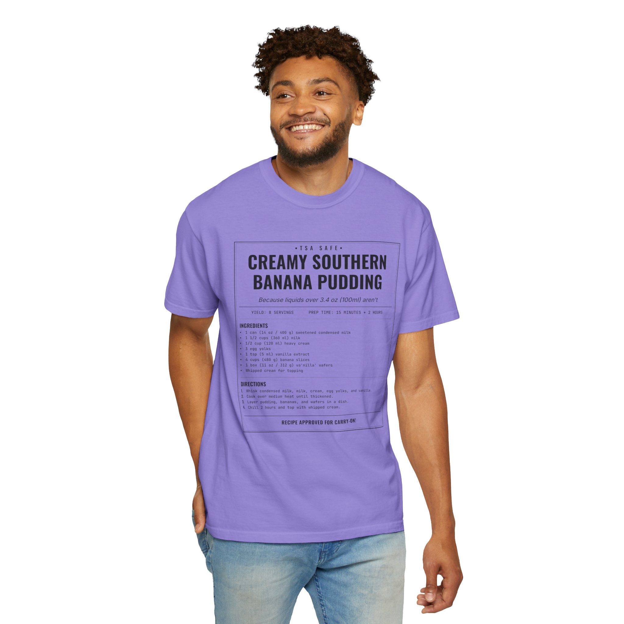 Creamy Southern Banana Pudding | Vintage Recipe Card T-Shirt — Black Ink