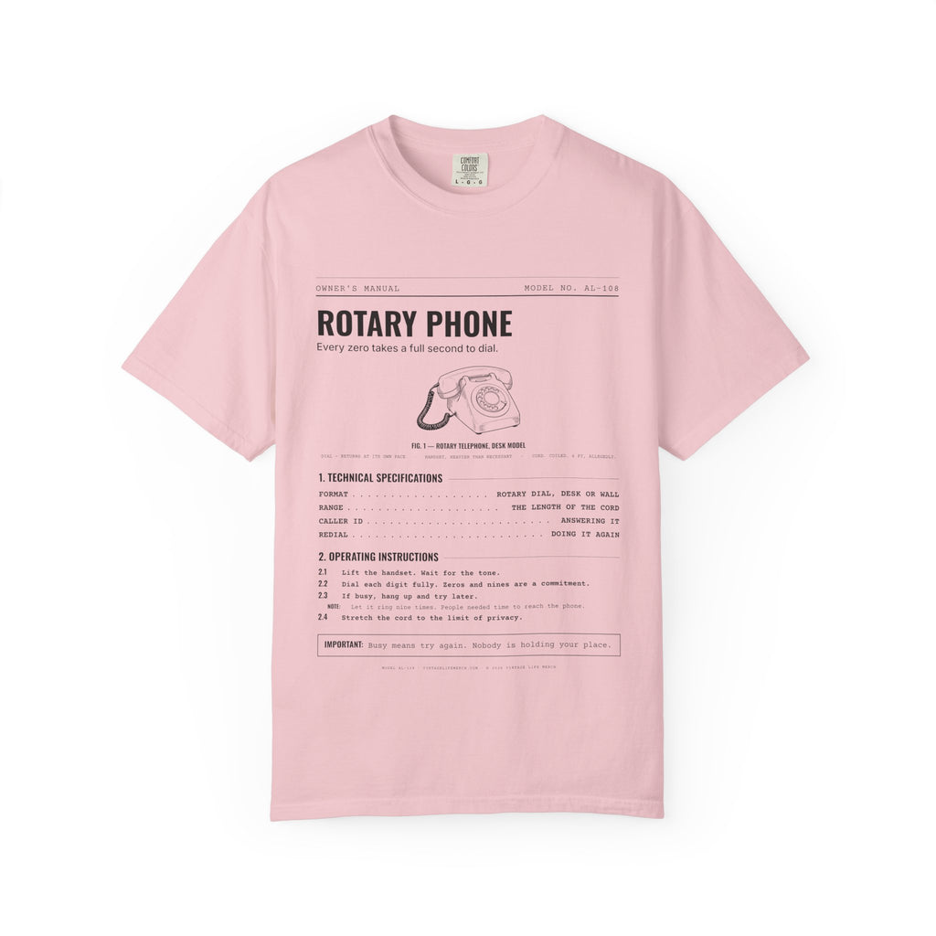 Rotary Phone Spec Sheet Shirt | Analog Life Vintage Tee in Blossom