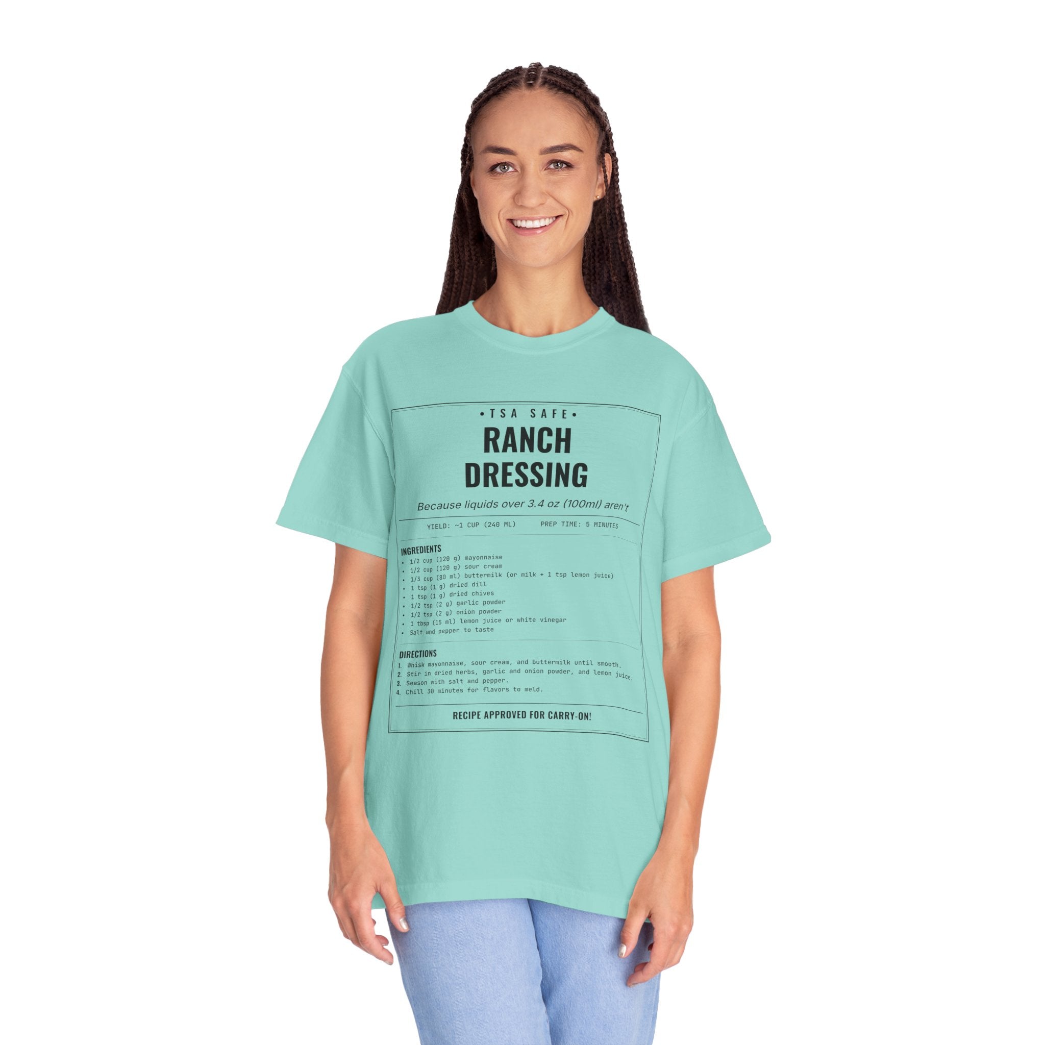 TSA-Safe Ranch Dressing | Vintage Recipe Card T-Shirt — Black Ink