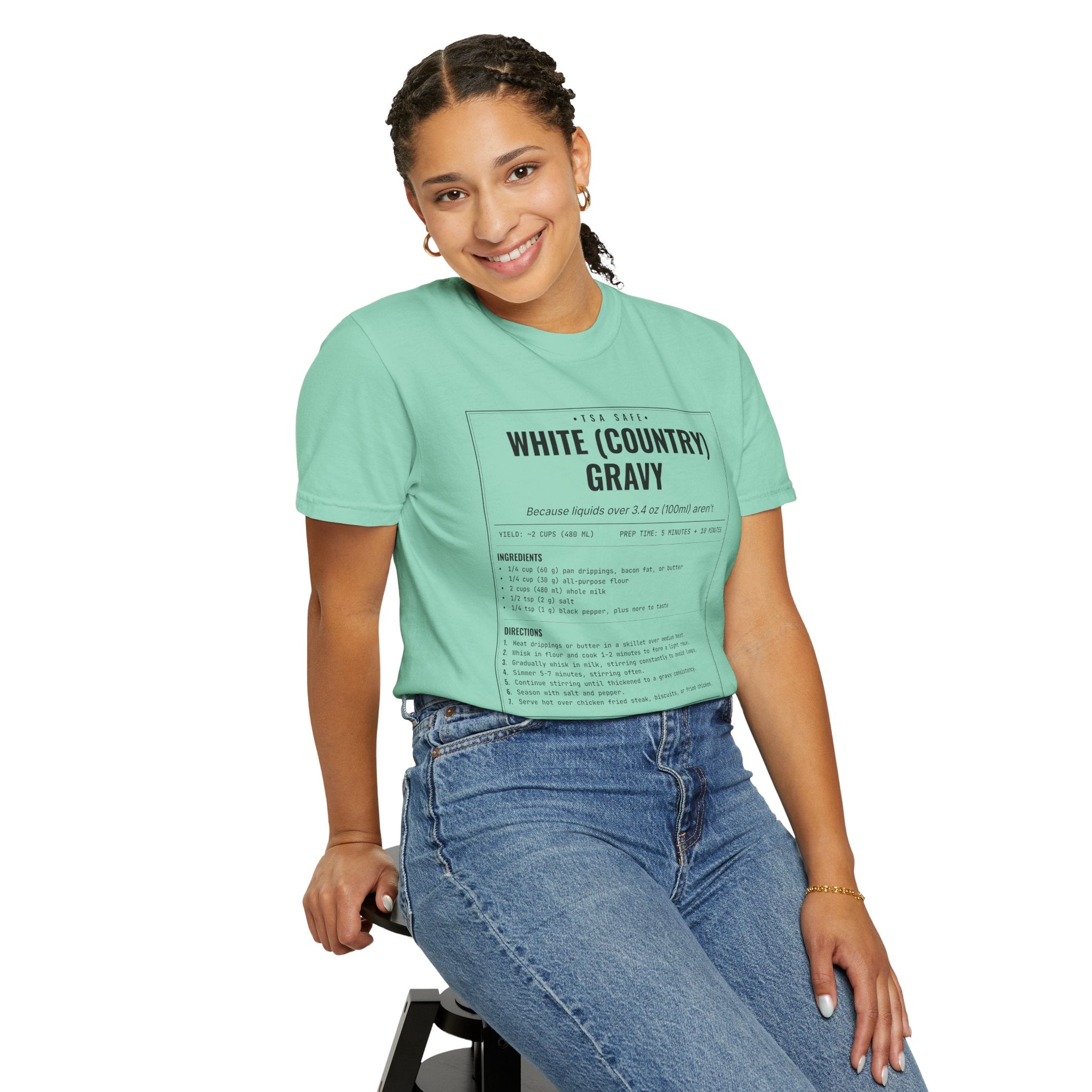 White Country Gravy | Vintage Recipe Card T-Shirt — Black Ink
