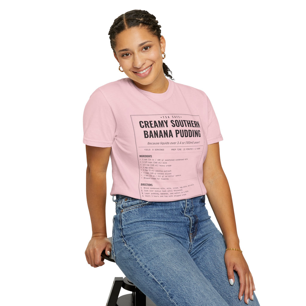 Creamy Southern Banana Pudding | Vintage Recipe Card T-Shirt — Black Ink