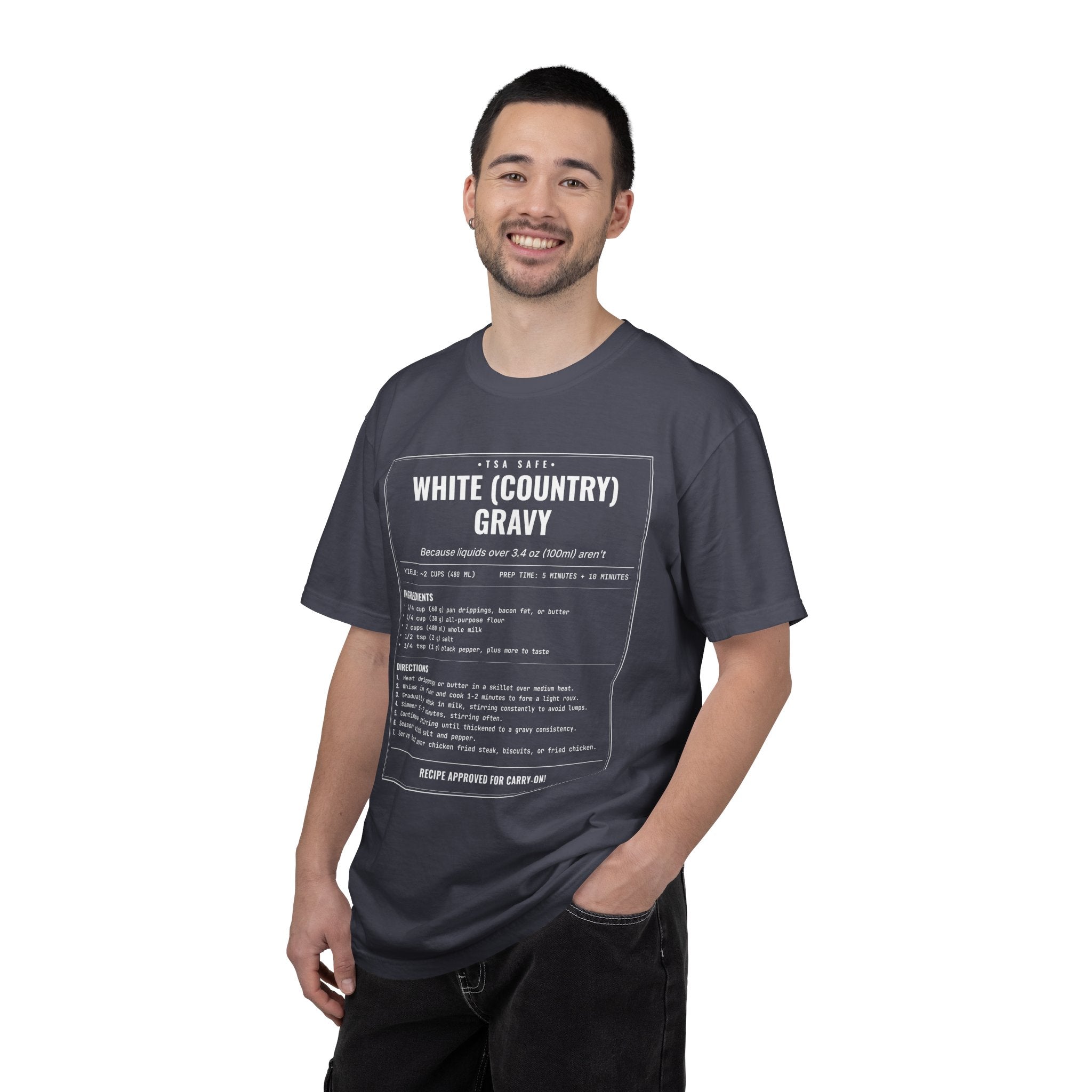 White Country Gravy | Vintage Recipe Card T-Shirt — White Ink