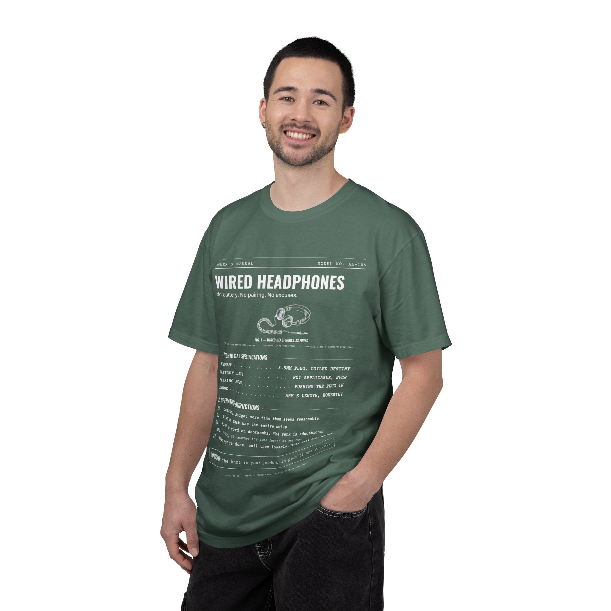 Wired Headphones Spec Sheet Shirt | Analog Life Vintage Tee