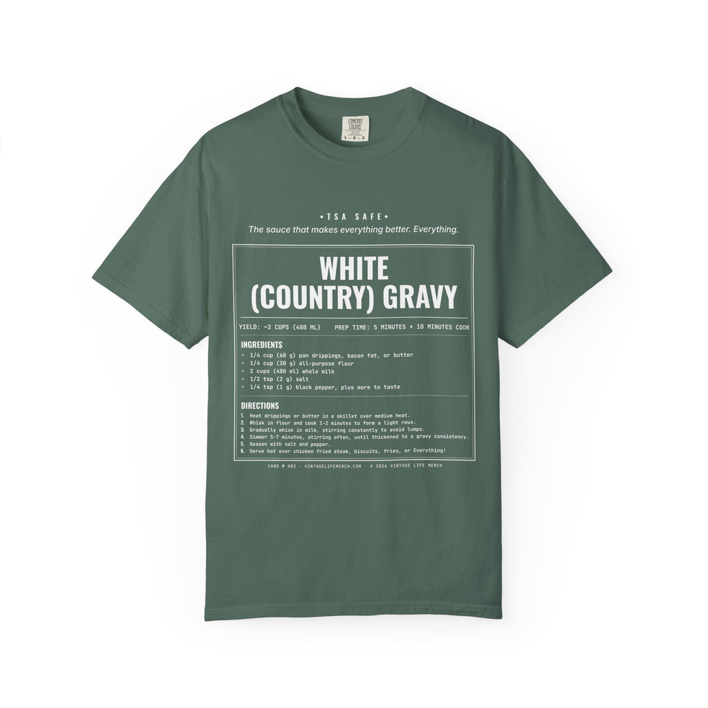 White Country Gravy Recipe Shirt | Southern Vintage Tee