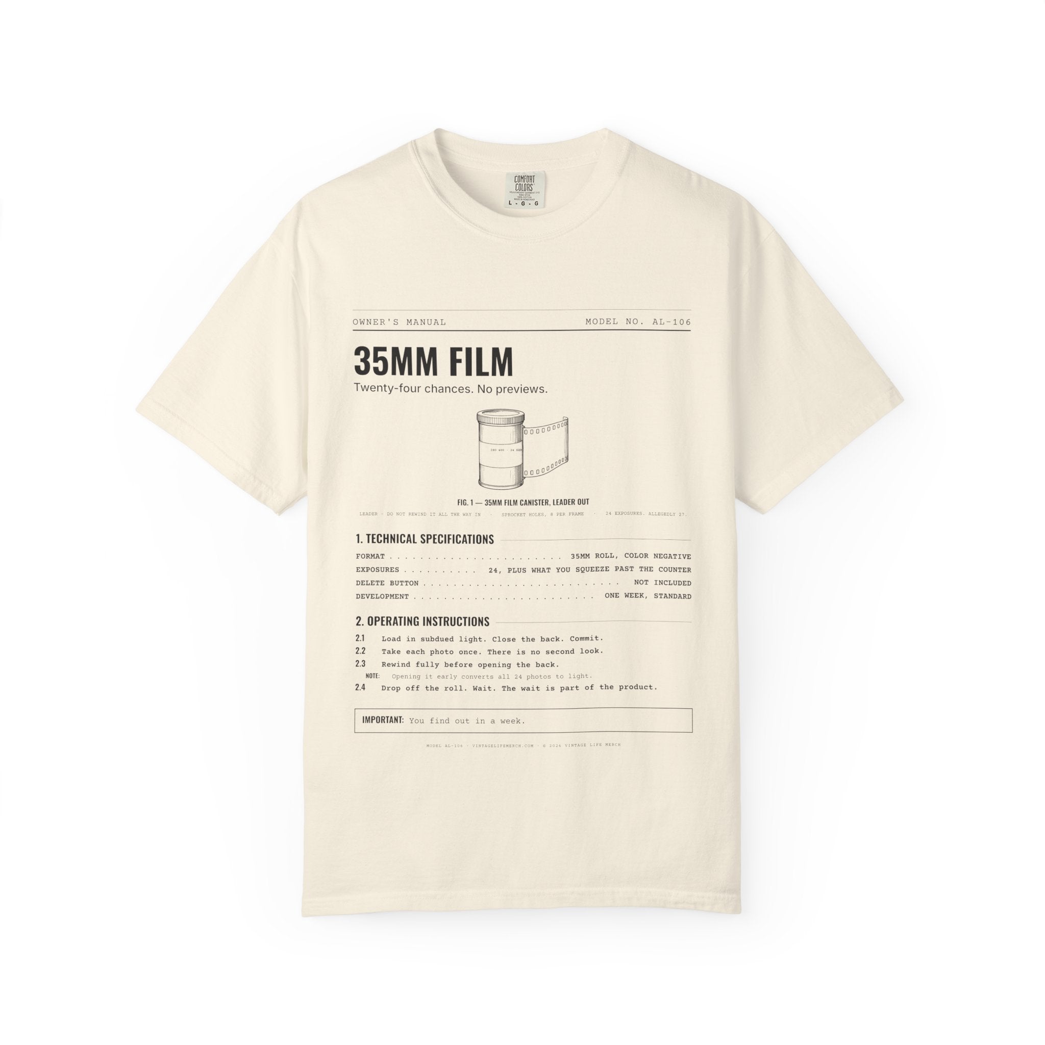 35mm Film Spec Sheet Shirt | Analog Life Vintage Tee in Ivory