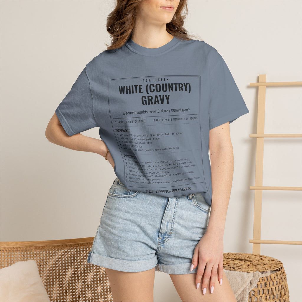White Country Gravy | Vintage Recipe Card T-Shirt — Black Ink