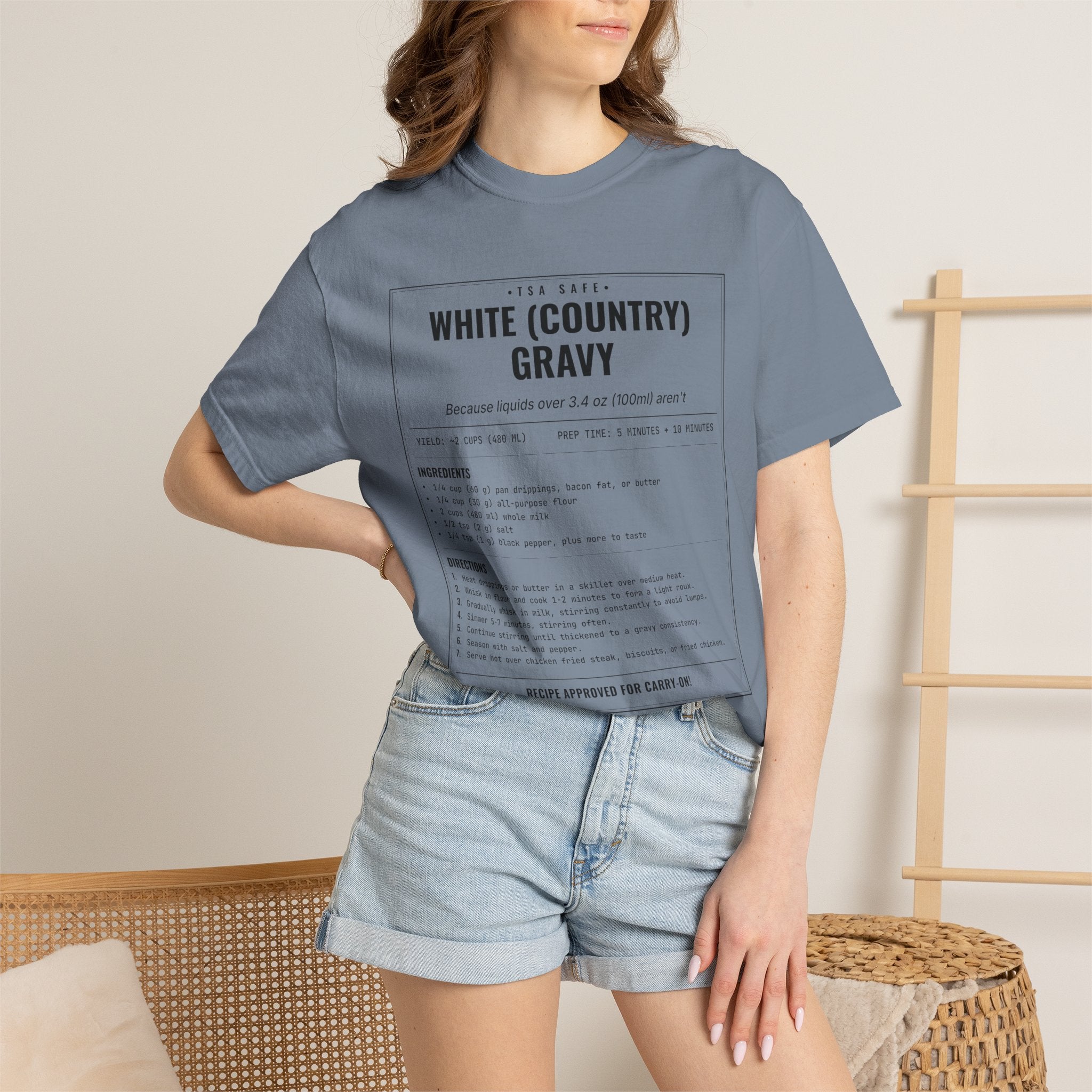 White Country Gravy | Vintage Recipe Card T-Shirt — Black Ink