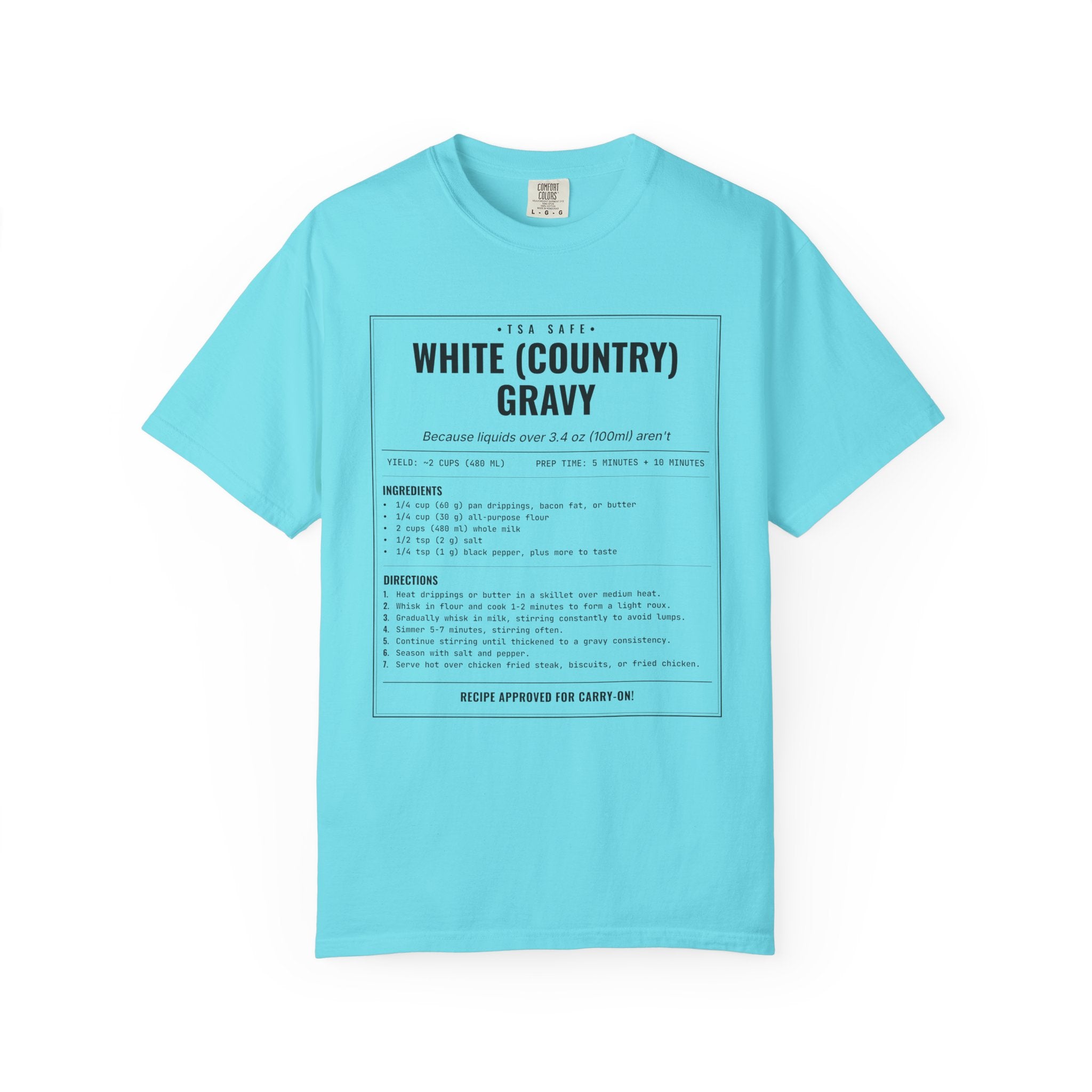 White Country Gravy | Vintage Recipe Card T-Shirt — Black Ink