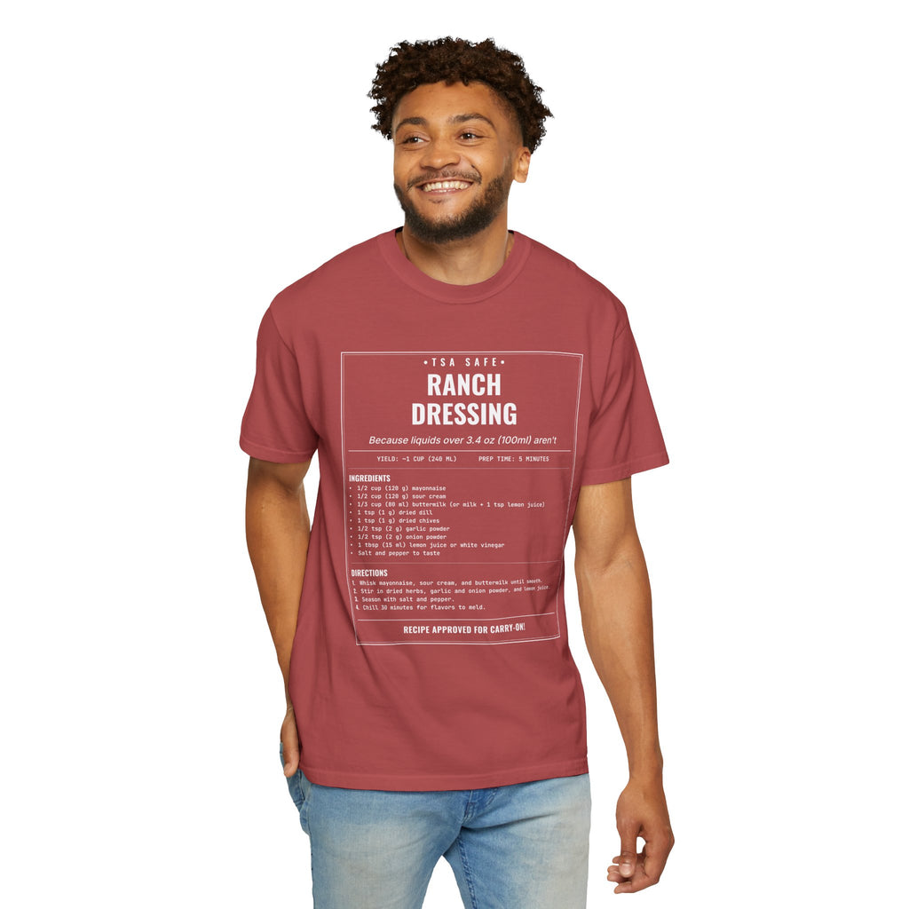 TSA-Safe Ranch Dressing | Vintage Recipe Card T-Shirt — White Ink
