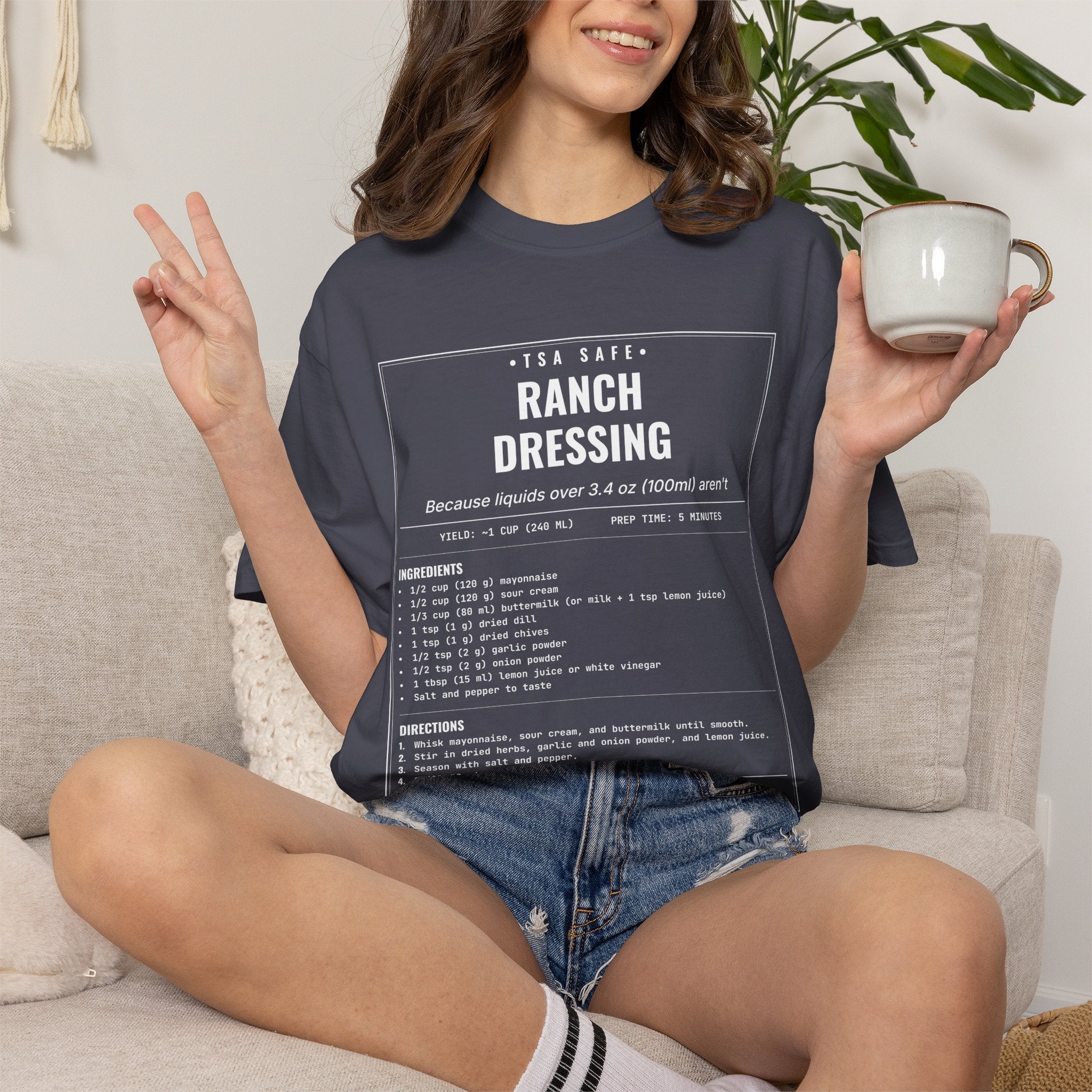 TSA-Safe Ranch Dressing | Vintage Recipe Card T-Shirt — White Ink