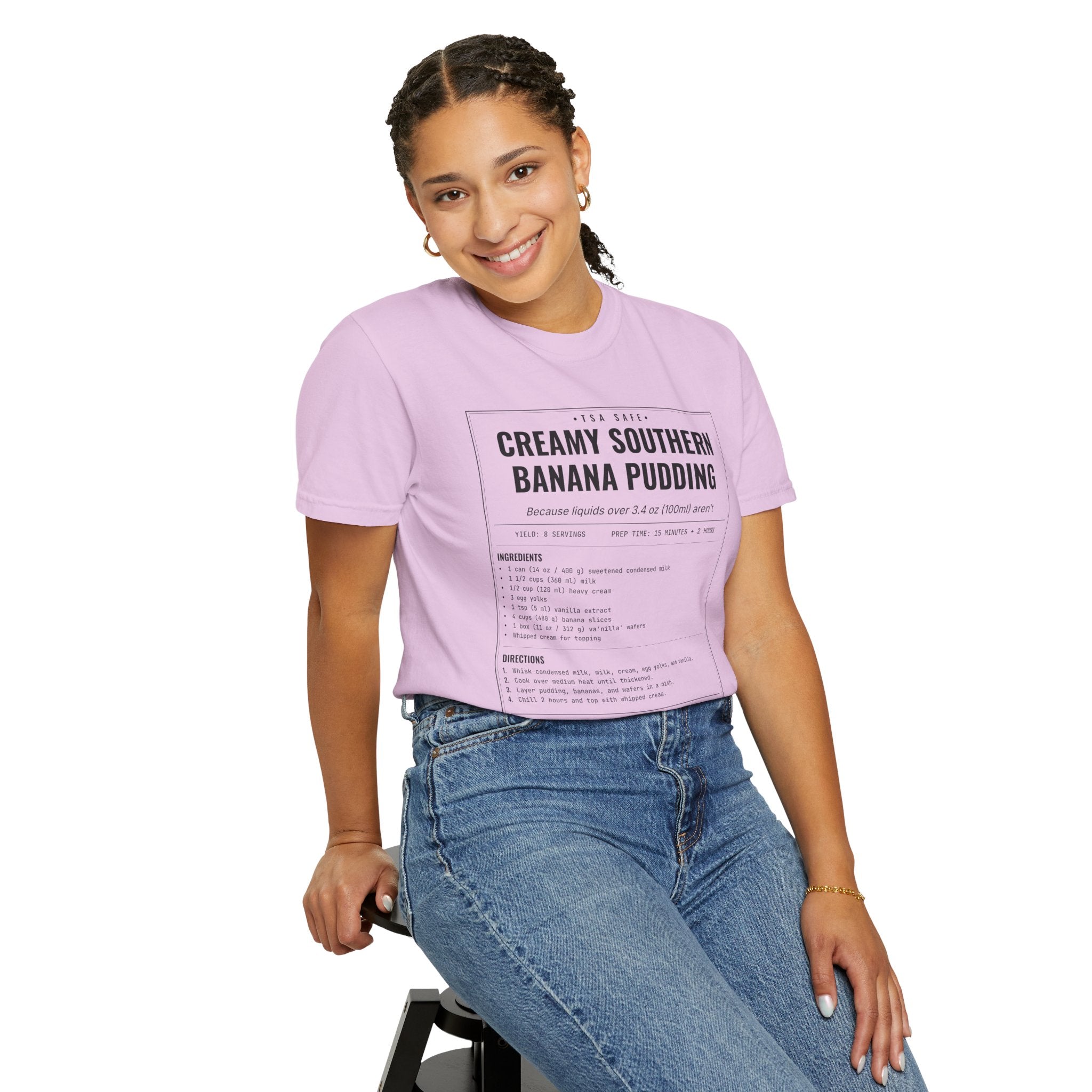Creamy Southern Banana Pudding | Vintage Recipe Card T-Shirt — Black Ink