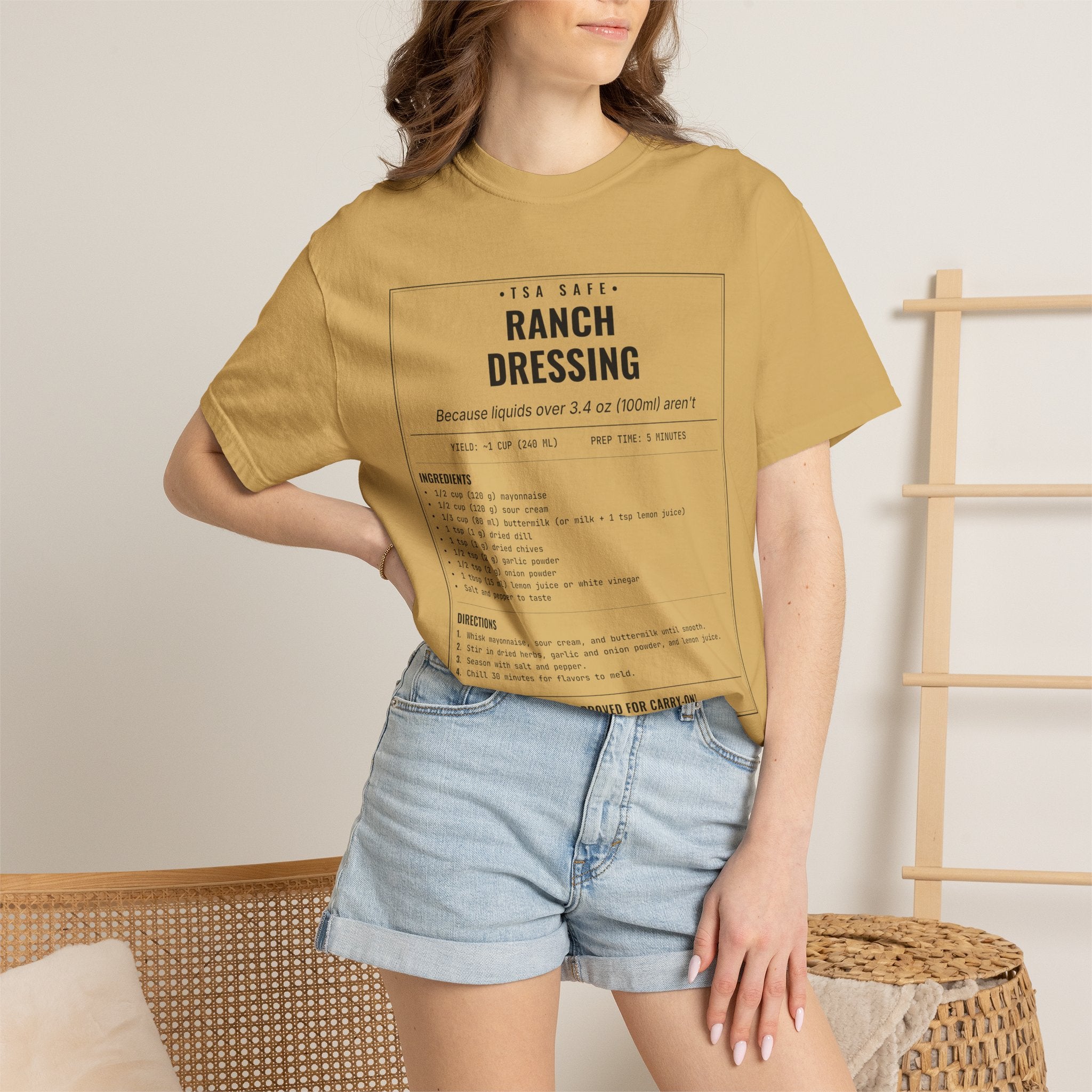 TSA-Safe Ranch Dressing | Vintage Recipe Card T-Shirt — Black Ink