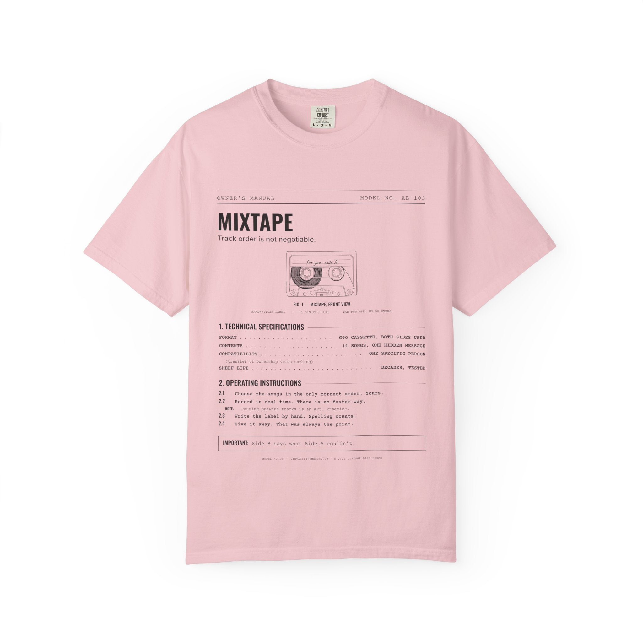 Mixtape Spec Sheet Shirt | Analog Life Vintage Tee in Blossom