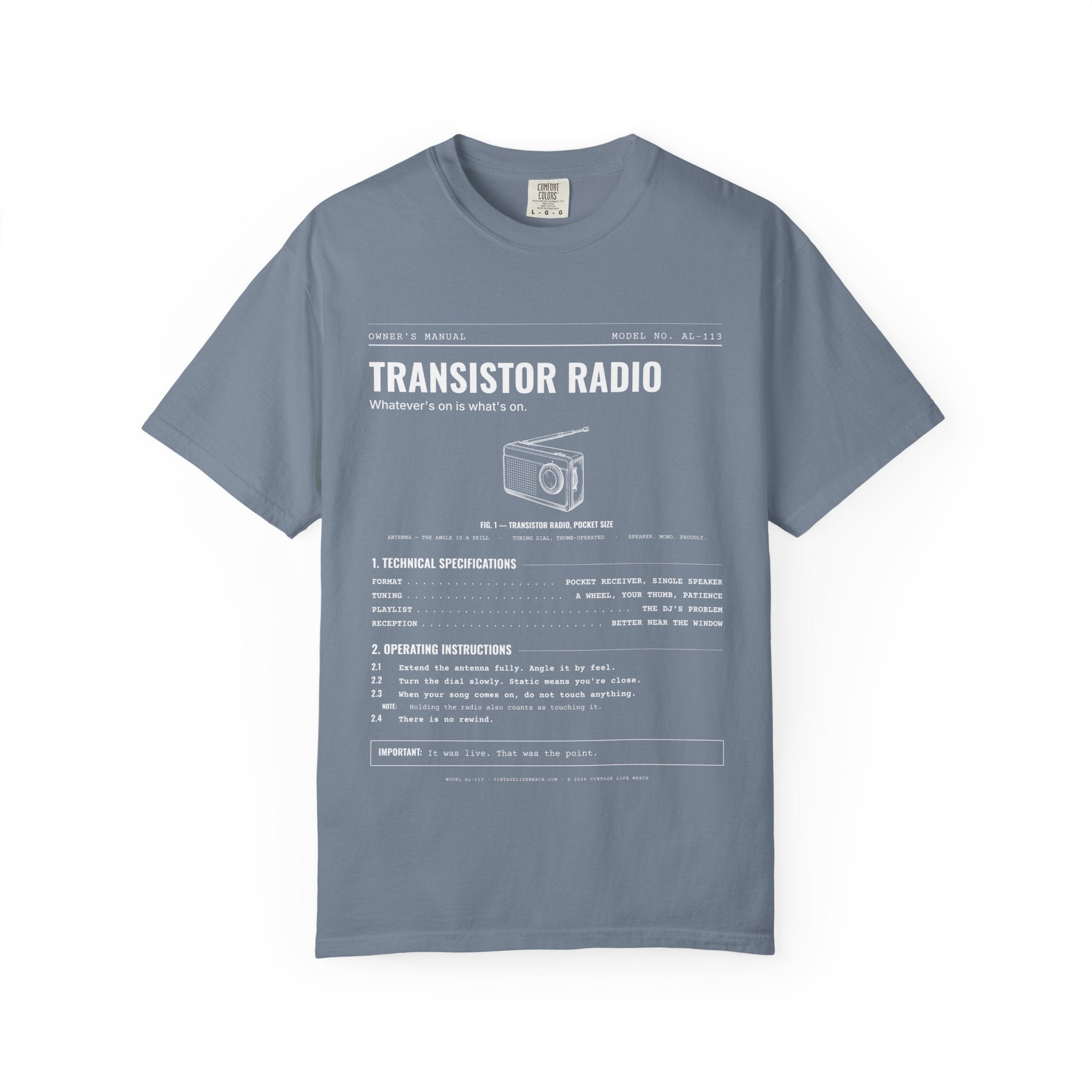 Transistor Radio Spec Sheet Shirt | Analog Life Vintage Tee