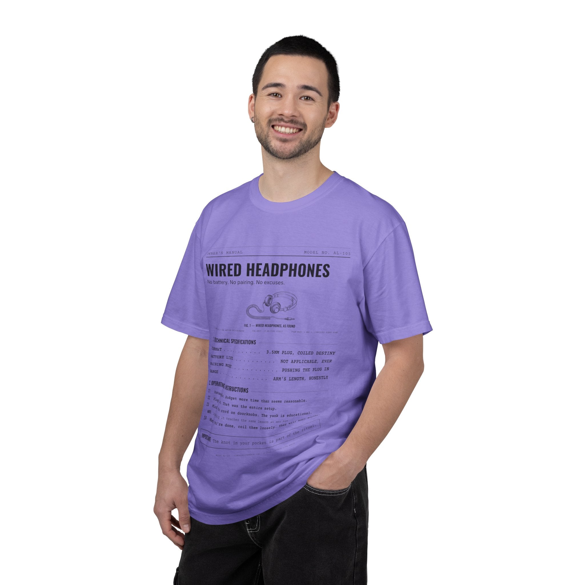 Wired Headphones Spec Sheet Shirt | Analog Life Vintage Tee