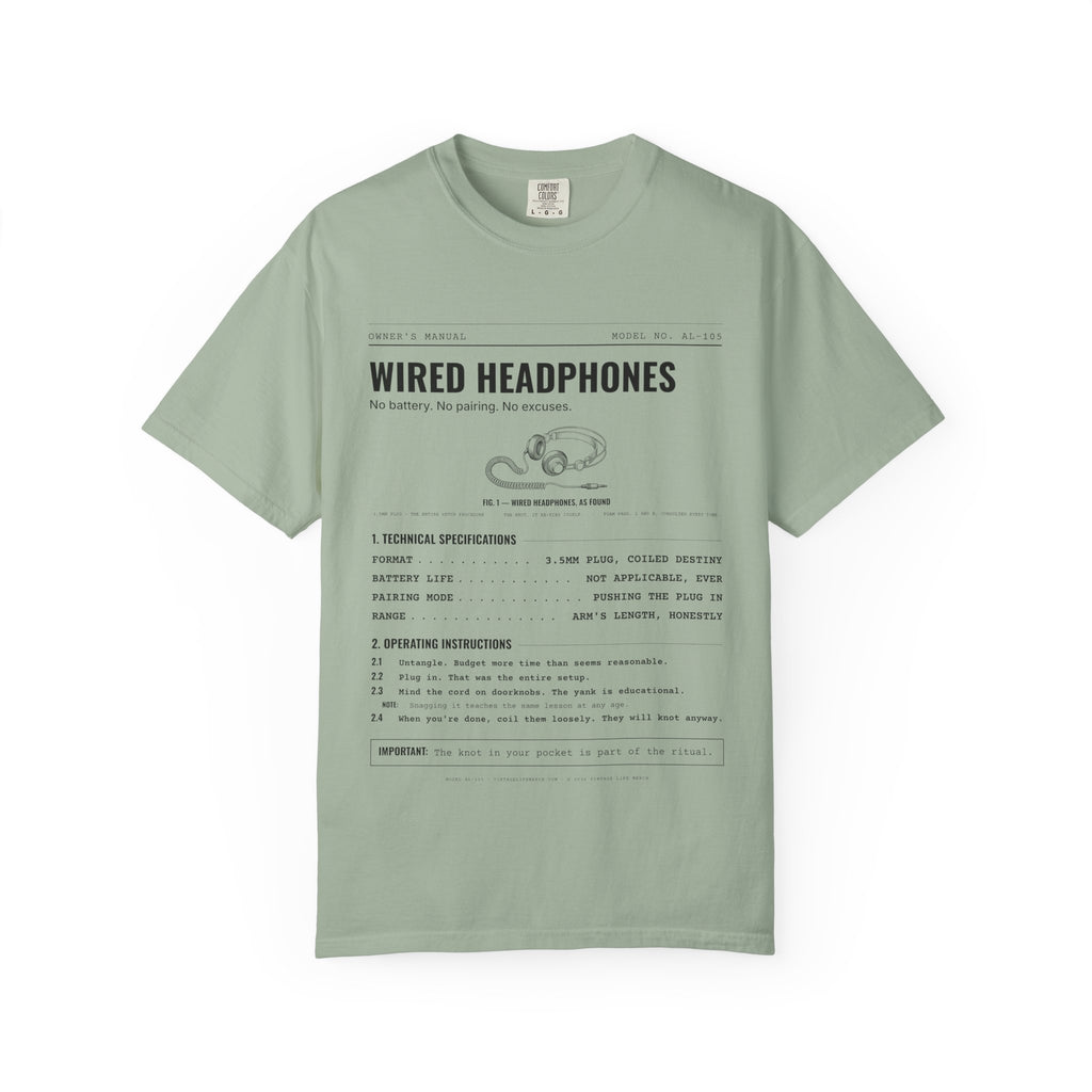 Wired Headphones Spec Sheet Shirt | Analog Life Vintage Tee in Bay