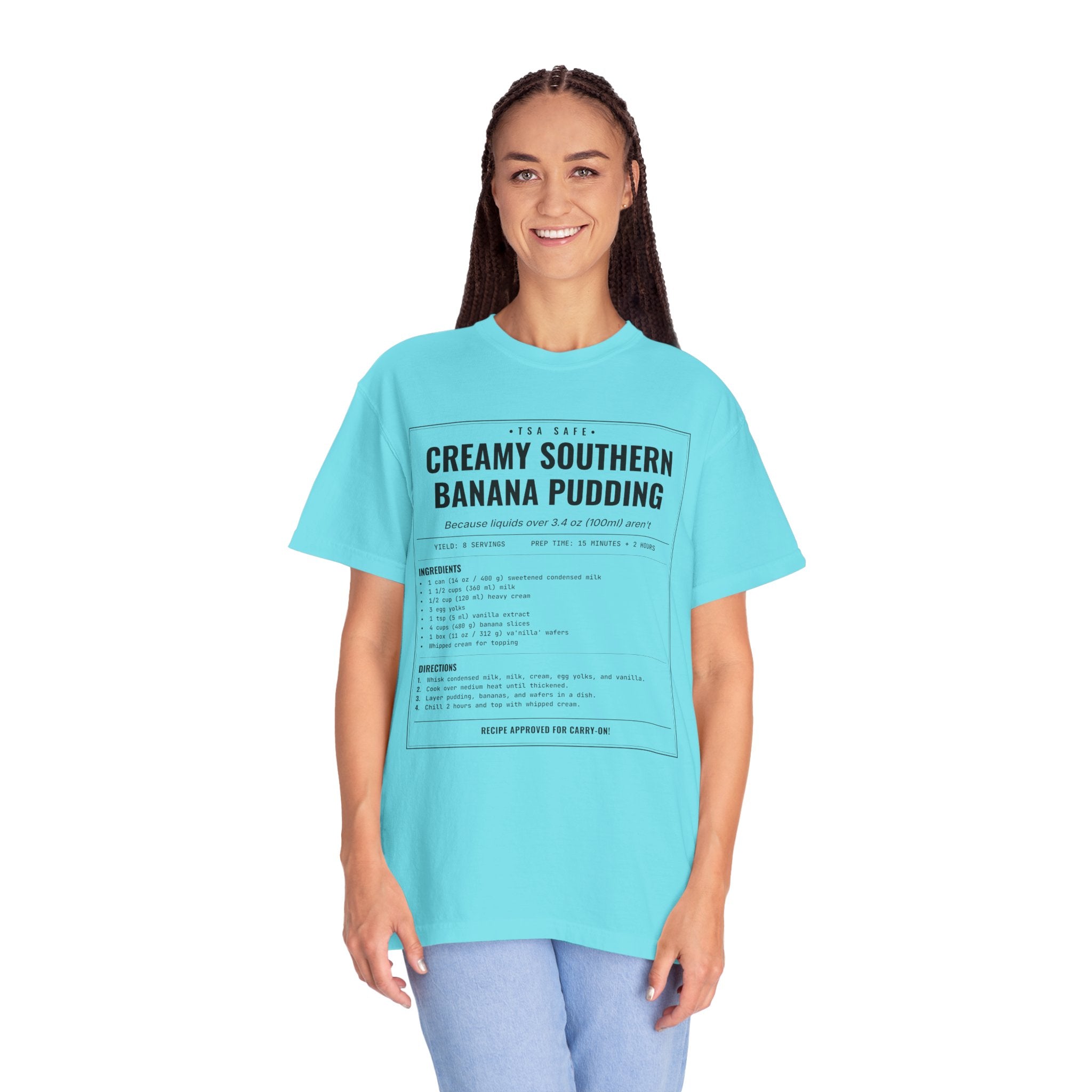 Creamy Southern Banana Pudding | Vintage Recipe Card T-Shirt — Black Ink