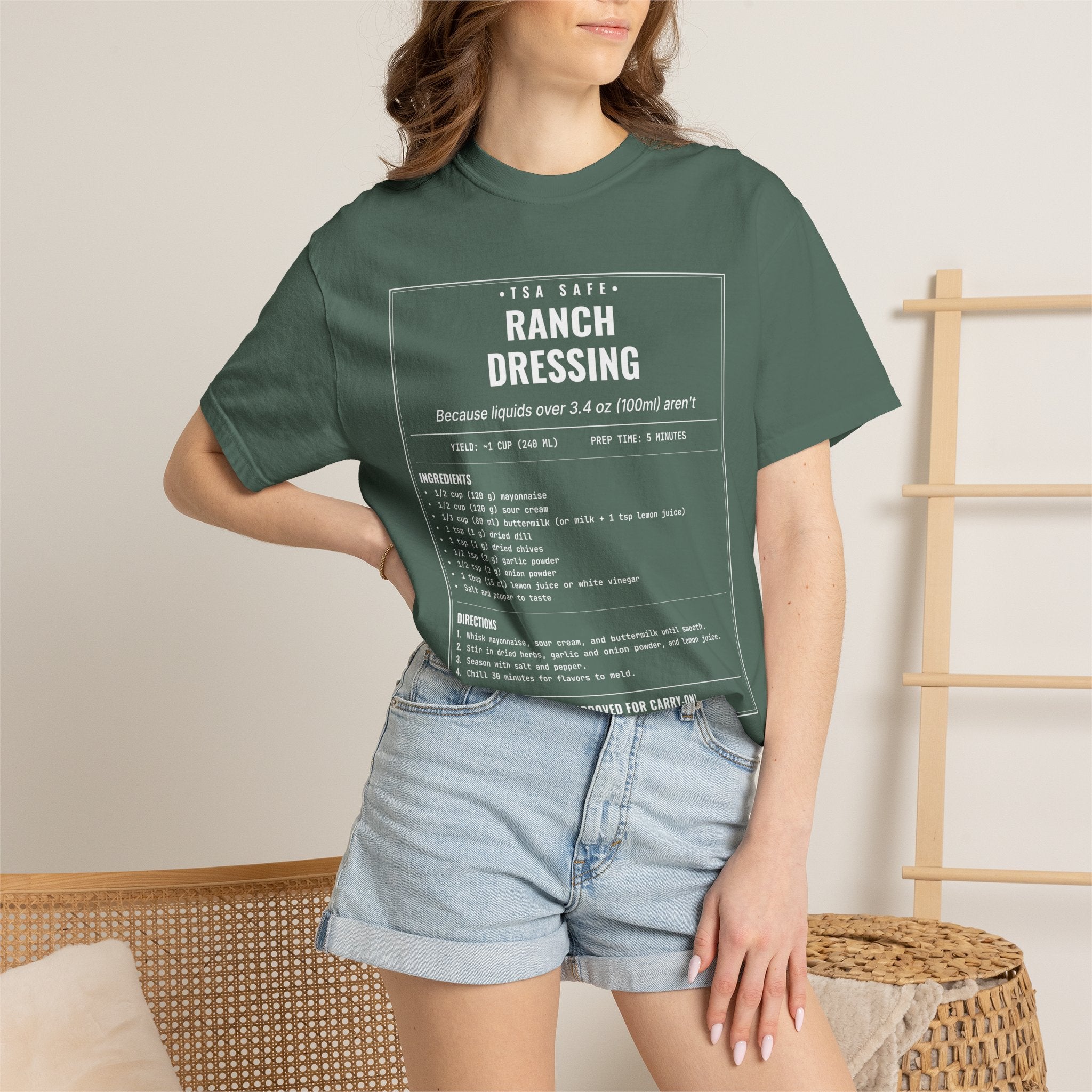TSA-Safe Ranch Dressing | Vintage Recipe Card T-Shirt — White Ink