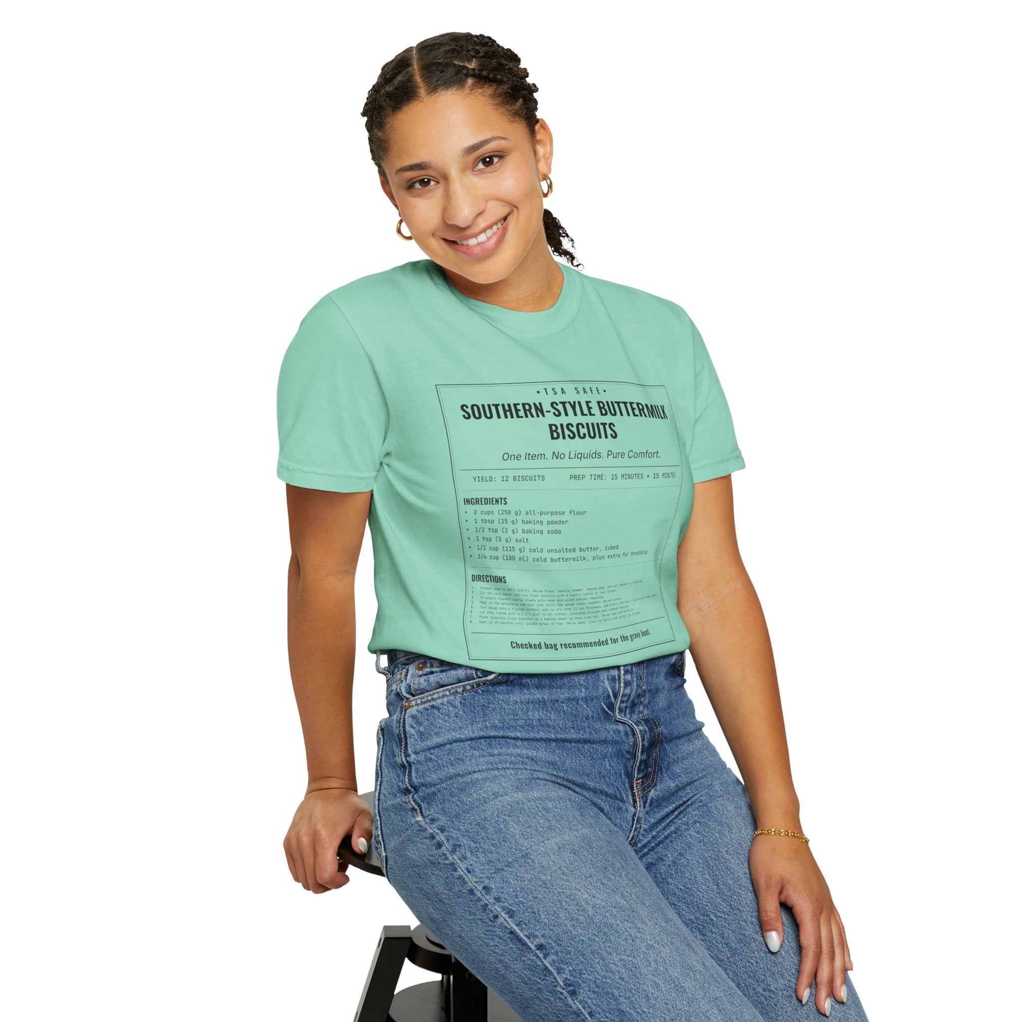 Southern Style Buttermilk Biscuits | Vintage Recipe Card T-Shirt — Black Ink