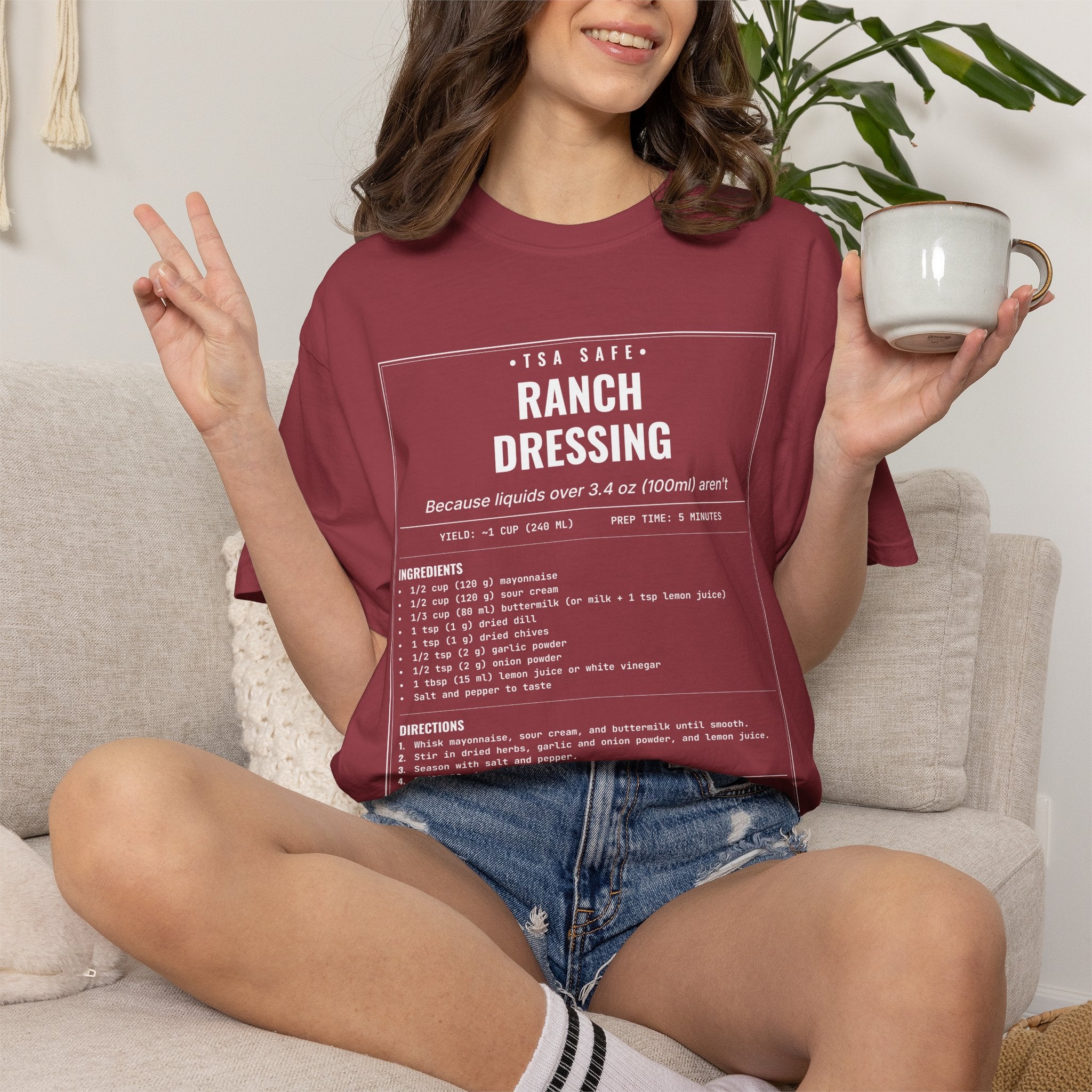 TSA-Safe Ranch Dressing | Vintage Recipe Card T-Shirt — White Ink